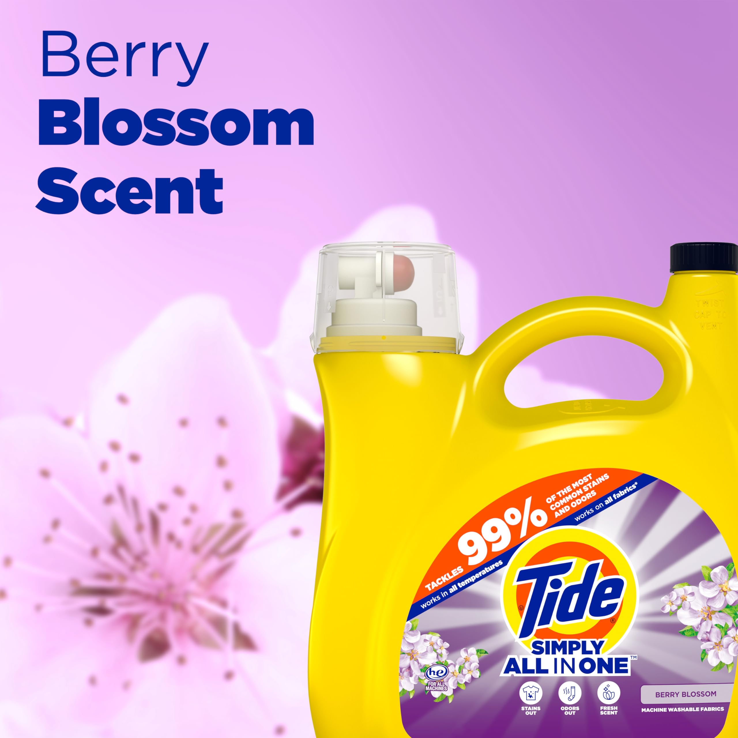 Tide Simply Clean & Fresh Berry Blossom in front-load washer for efficient cleaning