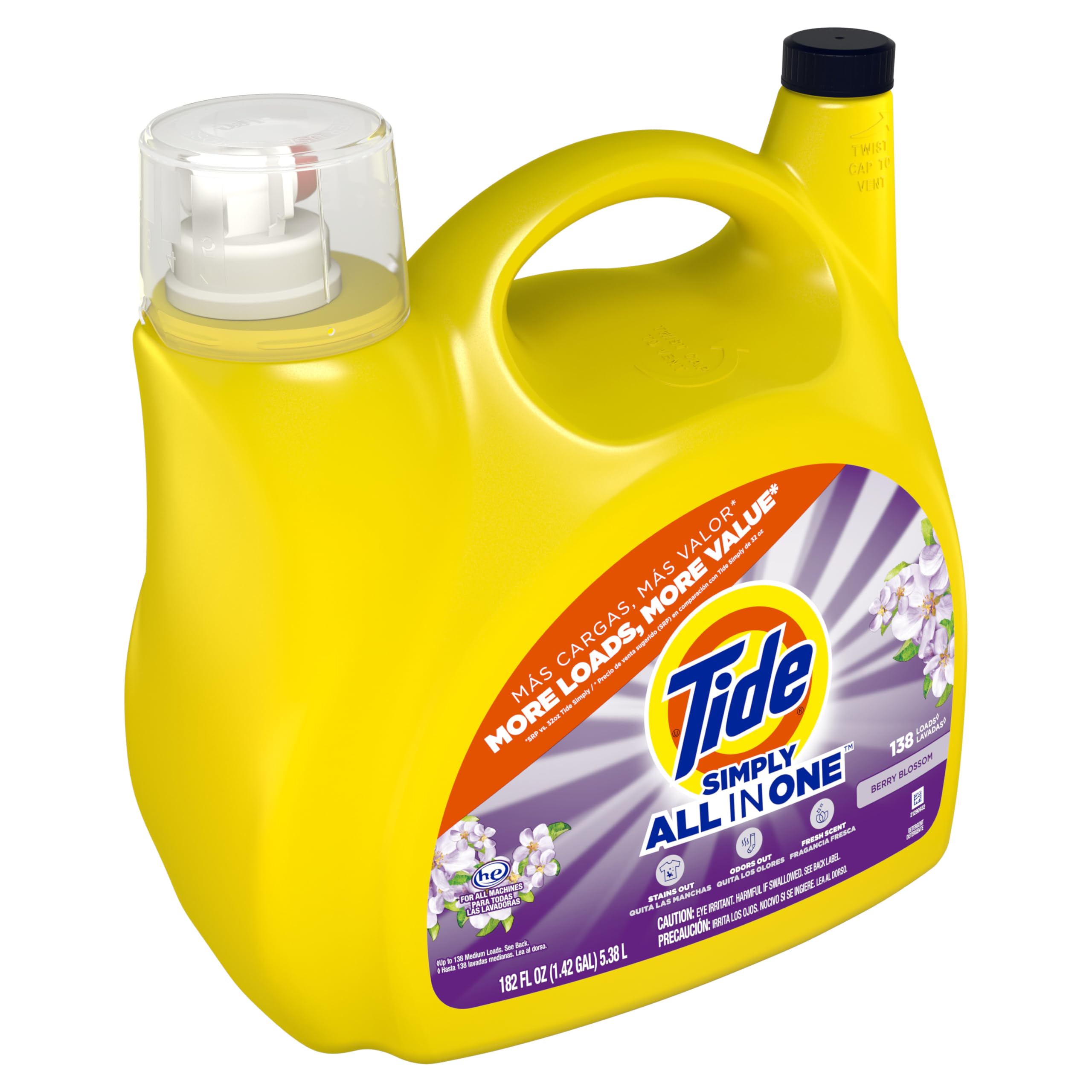 Tide Simply Clean & Fresh Berry Blossom measuring cap demonstrates precise dosing