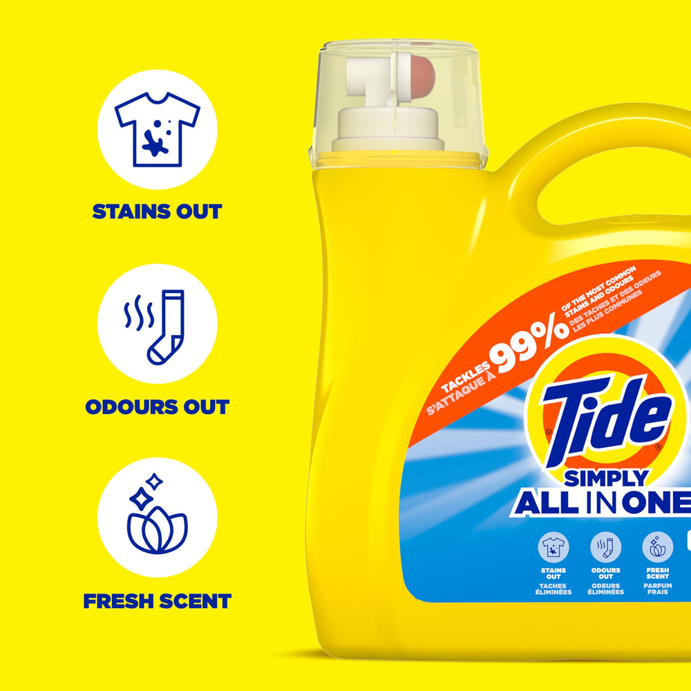 Tide Simply Refreshing Breeze bottle in detergent drawer ready for cycle
