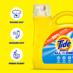 Tide Simply Refreshing Breeze bottle in detergent drawer ready for cycle