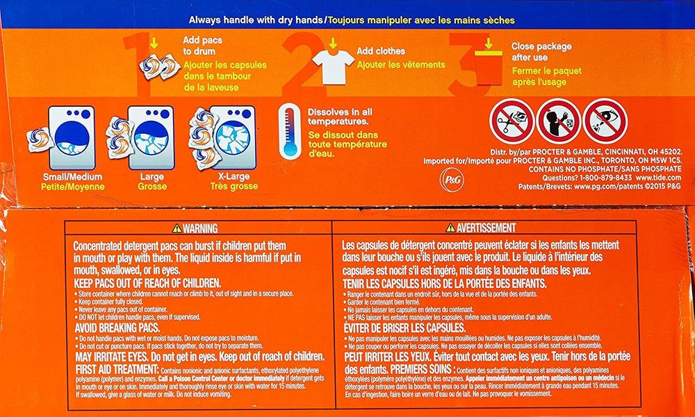 Tide Spring Meadow Pods packaging highlights the 3-in-1 detergent, stain remover, brightener benefits.