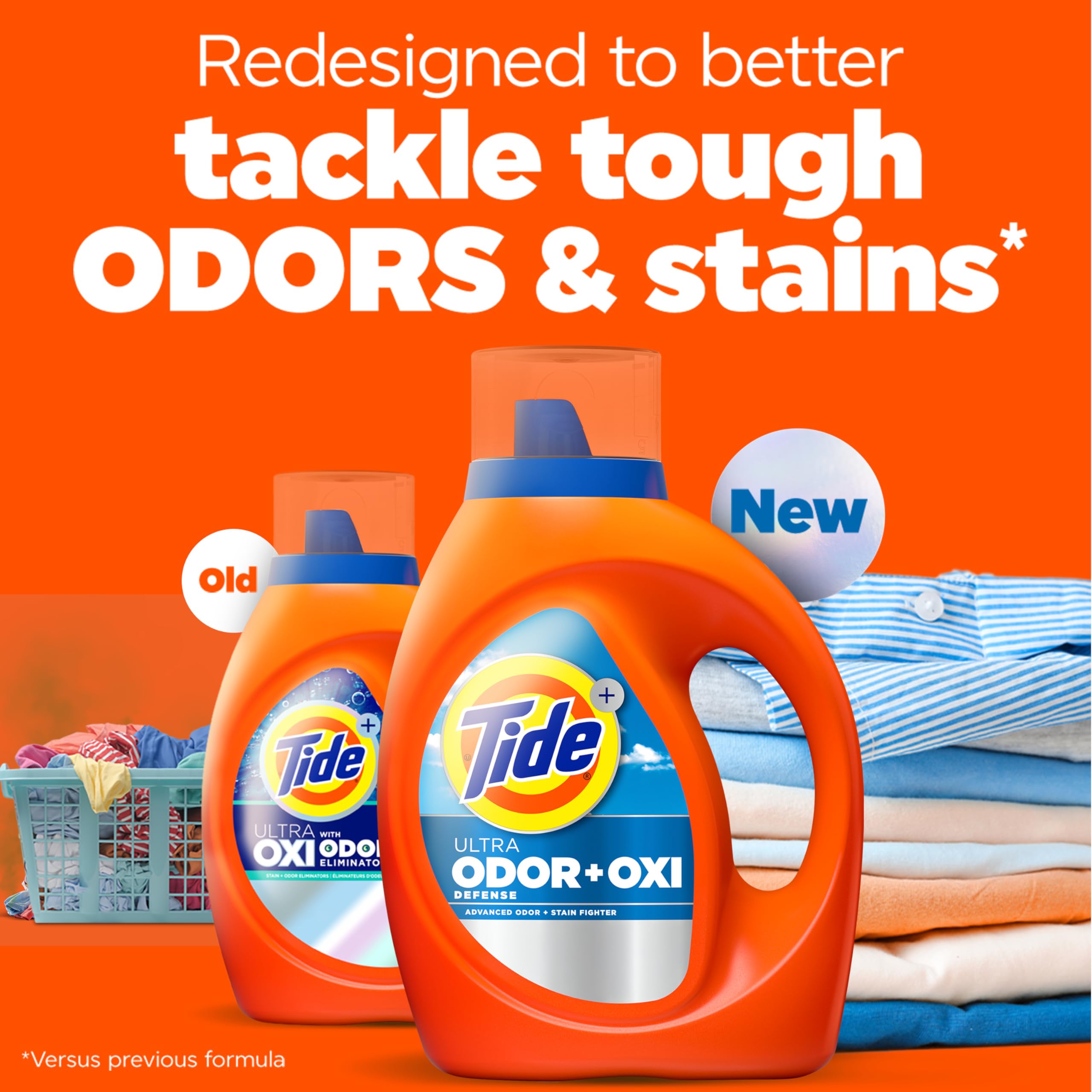 Tide Ultra Odor Defense Plus Oxi pour cap enables easy measuring.