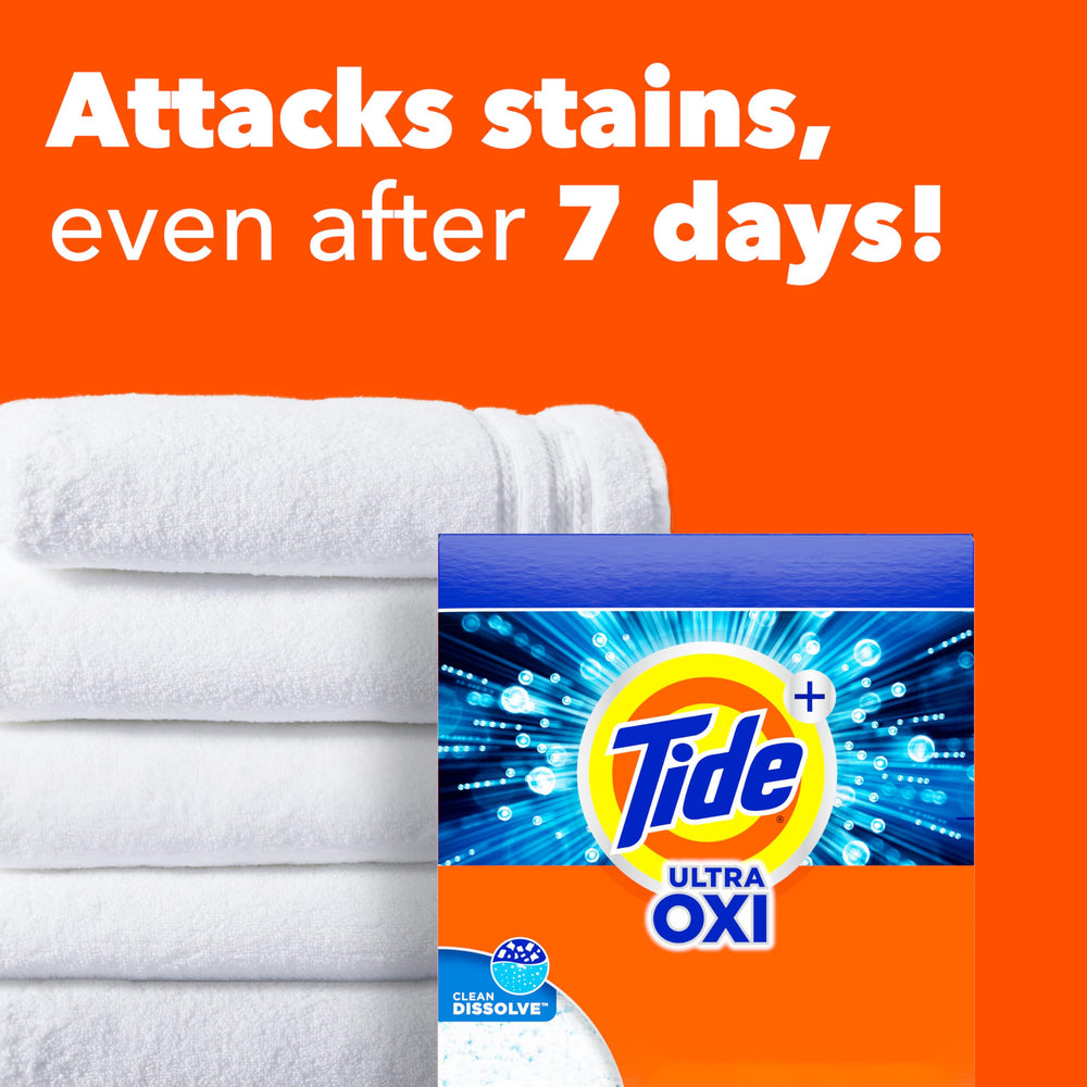 Tide Ultra OXI powder dissolving quickly in water with minimal residue
