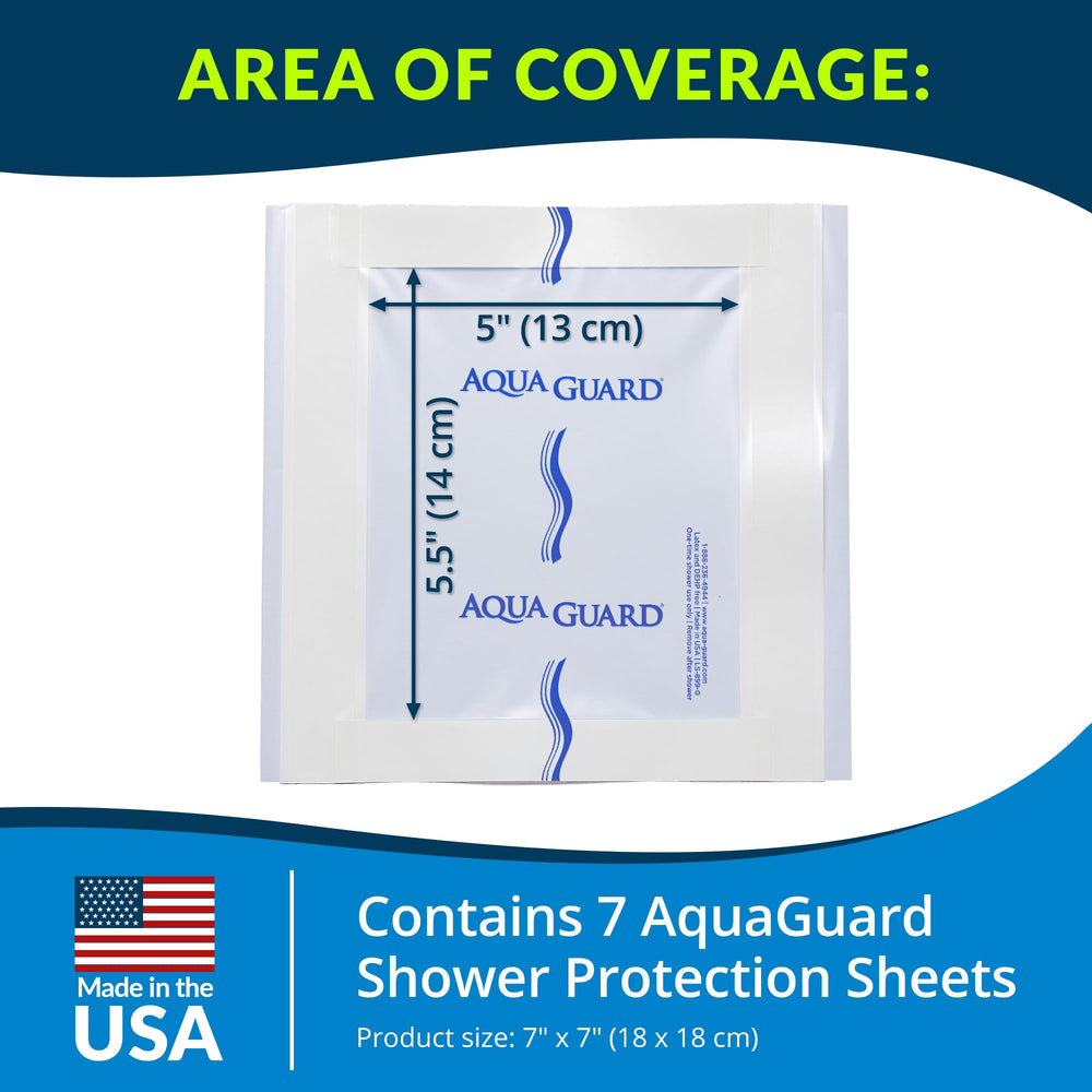 TIDI AquaGuard Sheet applied to arm wound for shower protection.
