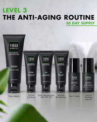 Tiege Hanley Exfoliating Scrub for smoother texture and even tone in the Level 3 kit.
