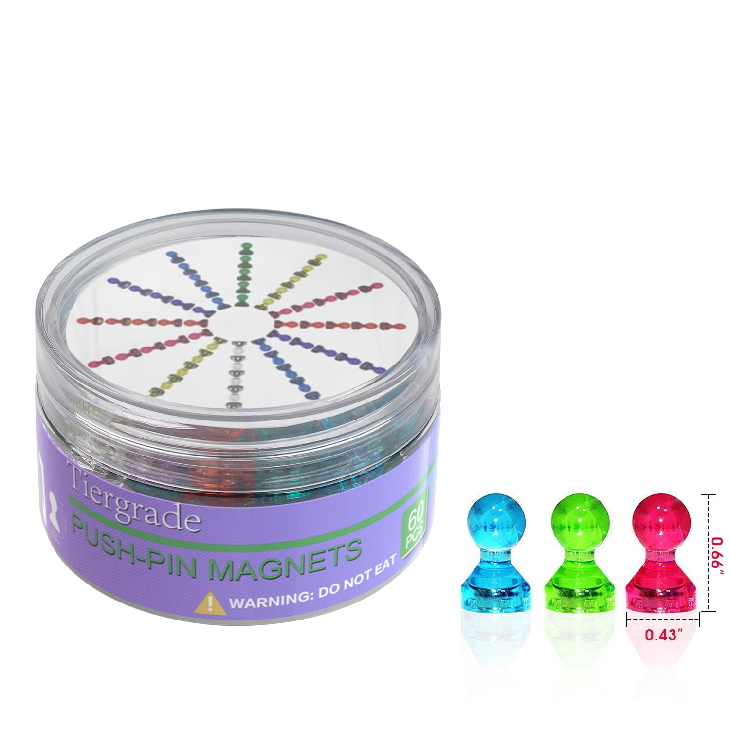 Tiergrade push pin magnets crystal clear blend with surfaces