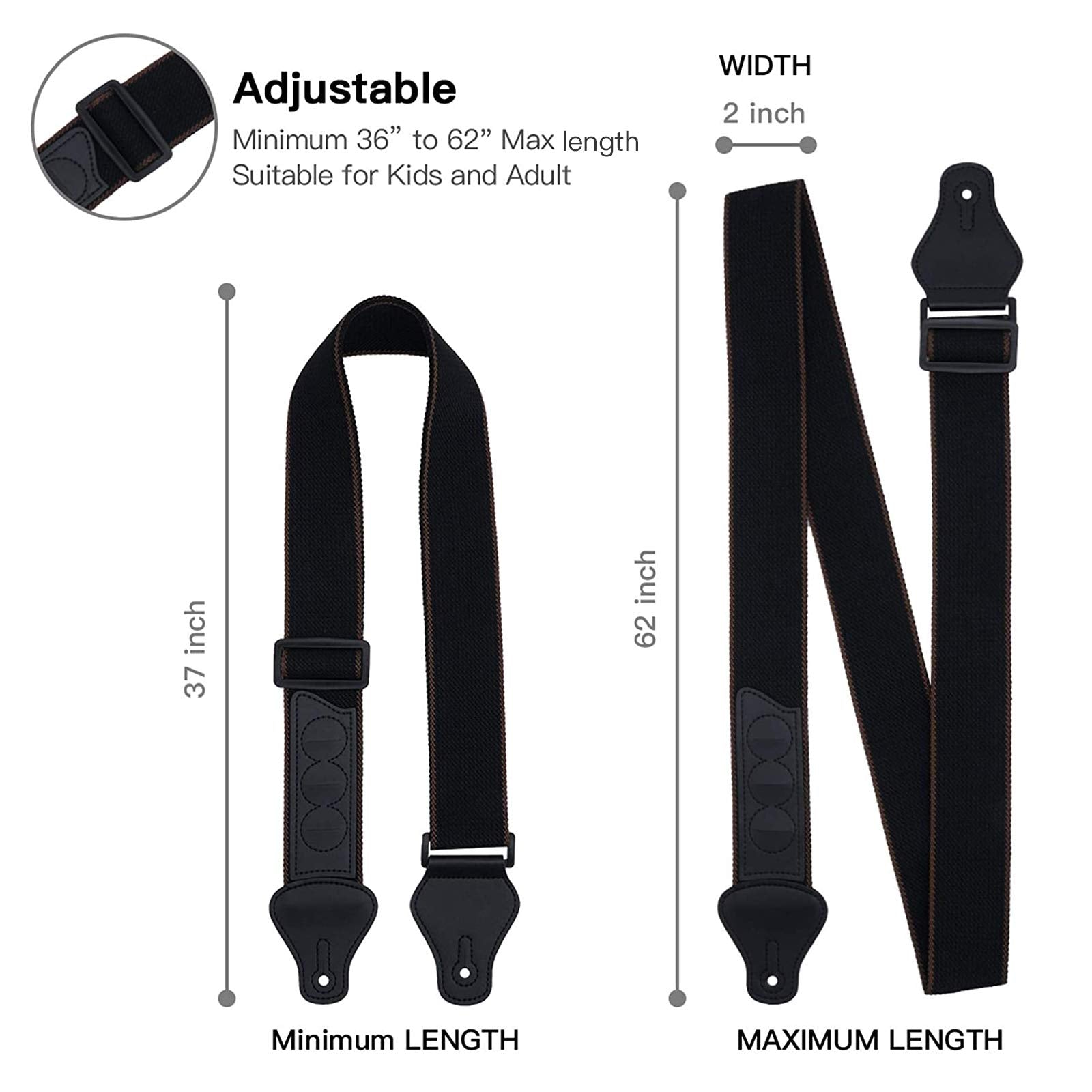 Tifanso adjustable strap length from 36 to 62 inches for versatile fit.
