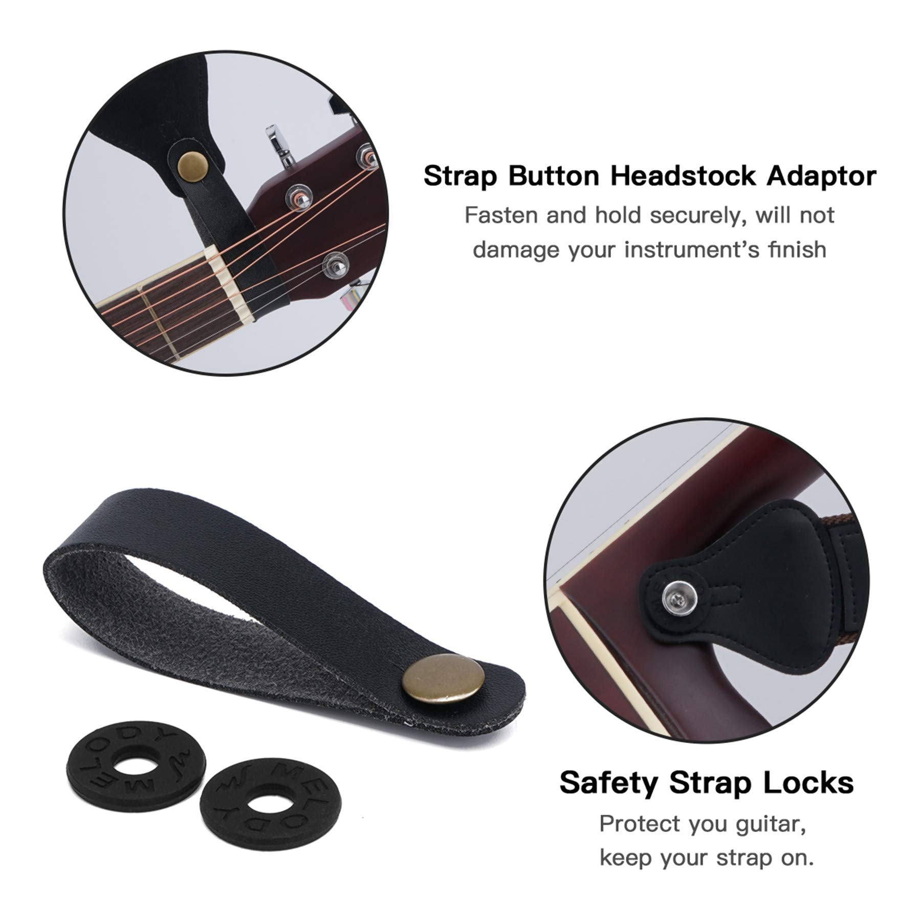 Tifanso strap locks keep your guitar secured during performance.
