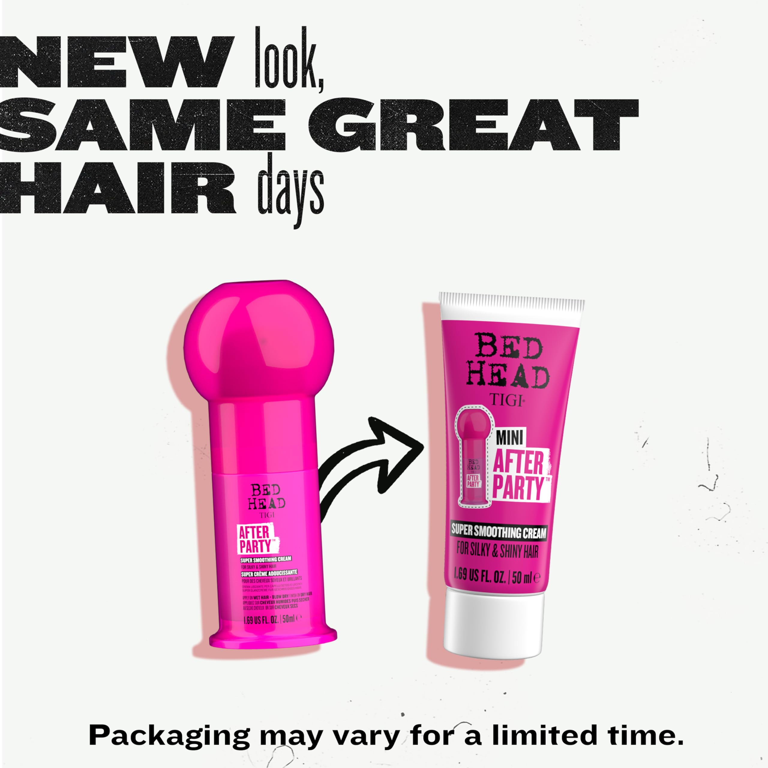 Bed Head After Party castor-seed-oil infusion nourishing and softening strands.