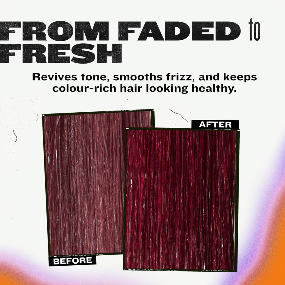 Dyed hair after washing with Colour Goddess showing smoothness and shine