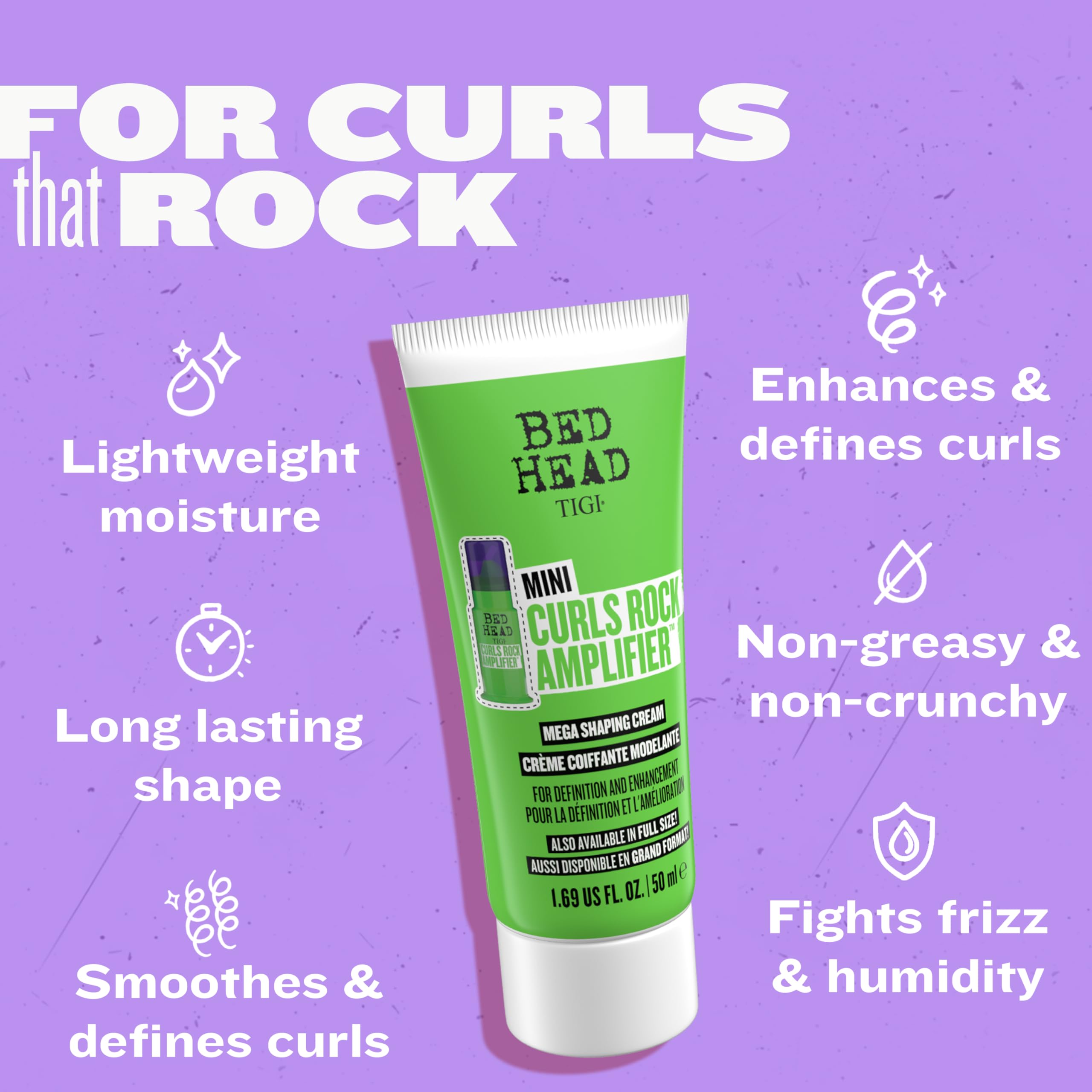 TIGI Bed Head Curls Rock Amplifier highlighting Pro Vitamin B5 hydration