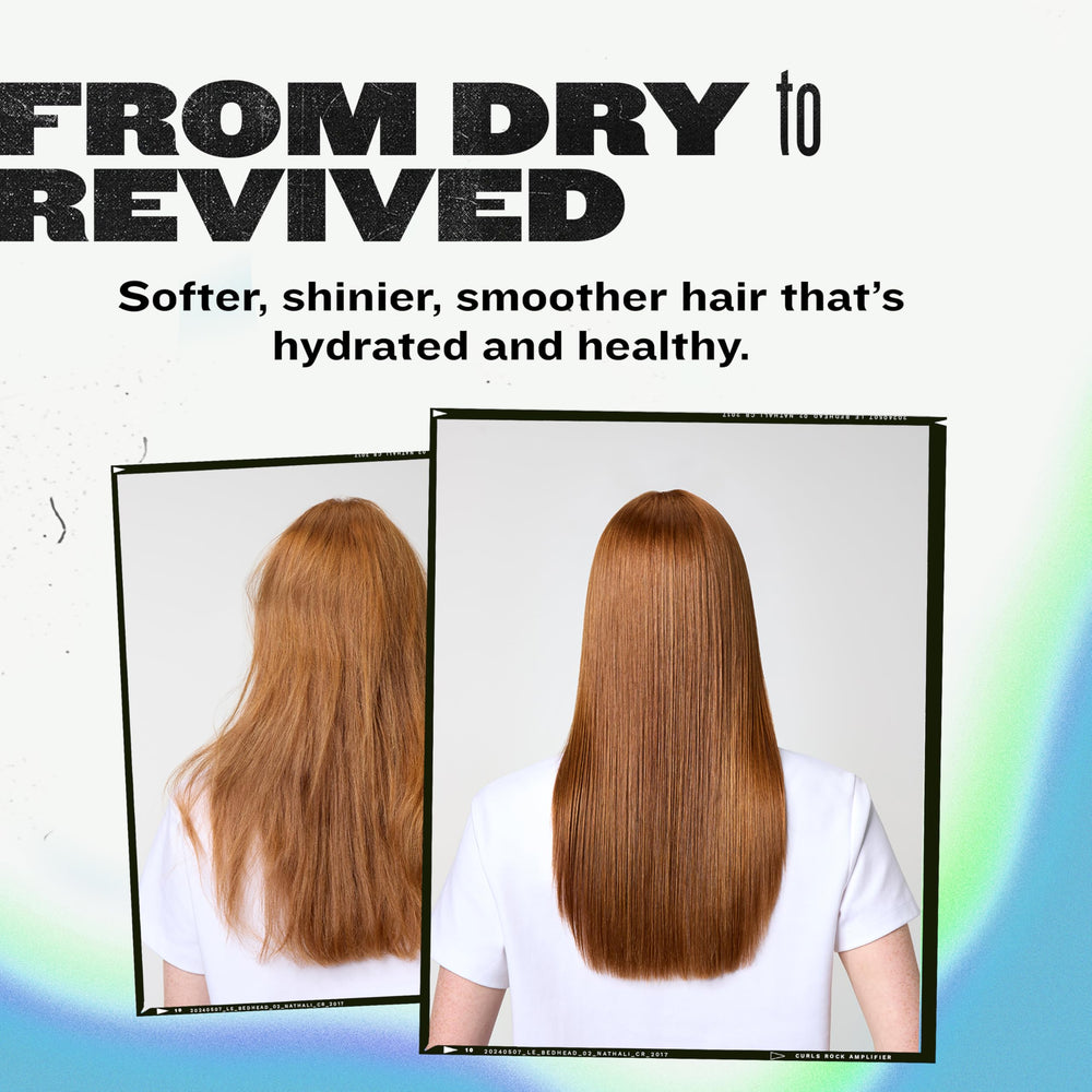 TIGI Bed Head Recovery dyed hair-safe formula shown on color-treated hair.