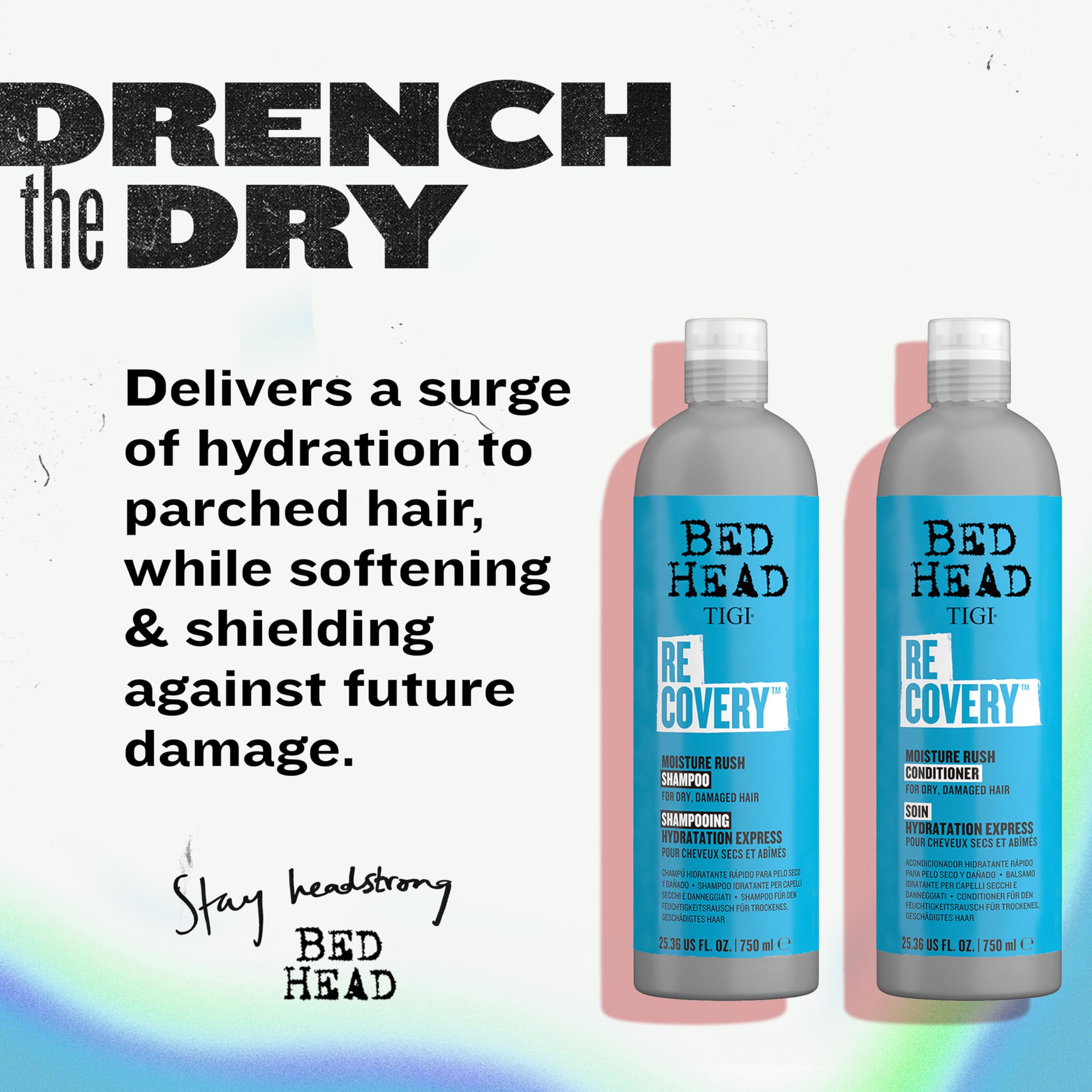 TIGI Bed Head Recovery hair closeup showing glossy, healthy-looking strands.