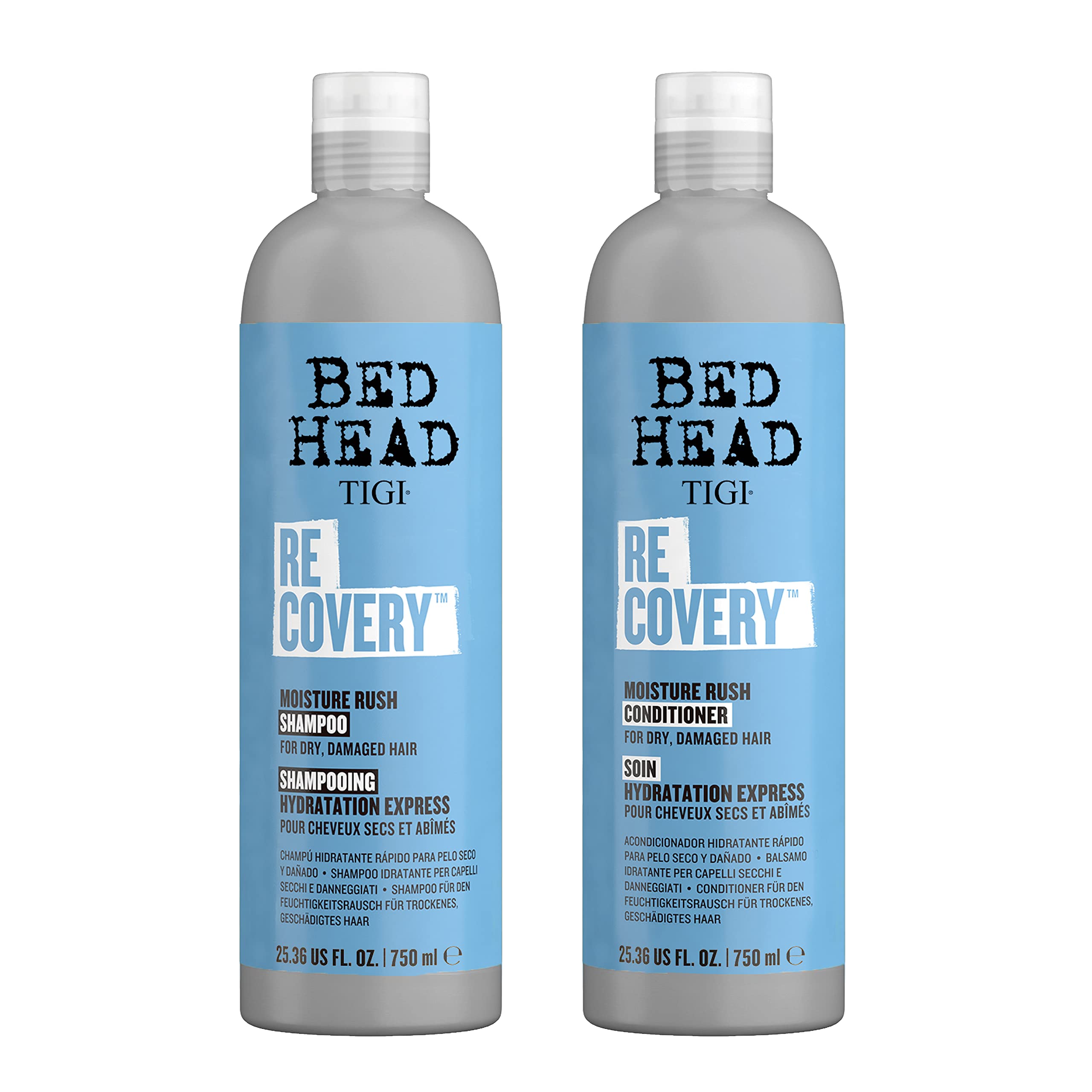 TIGI Bed Head Recovery Shampoo bottle for deep hydration on dry, damaged hair.