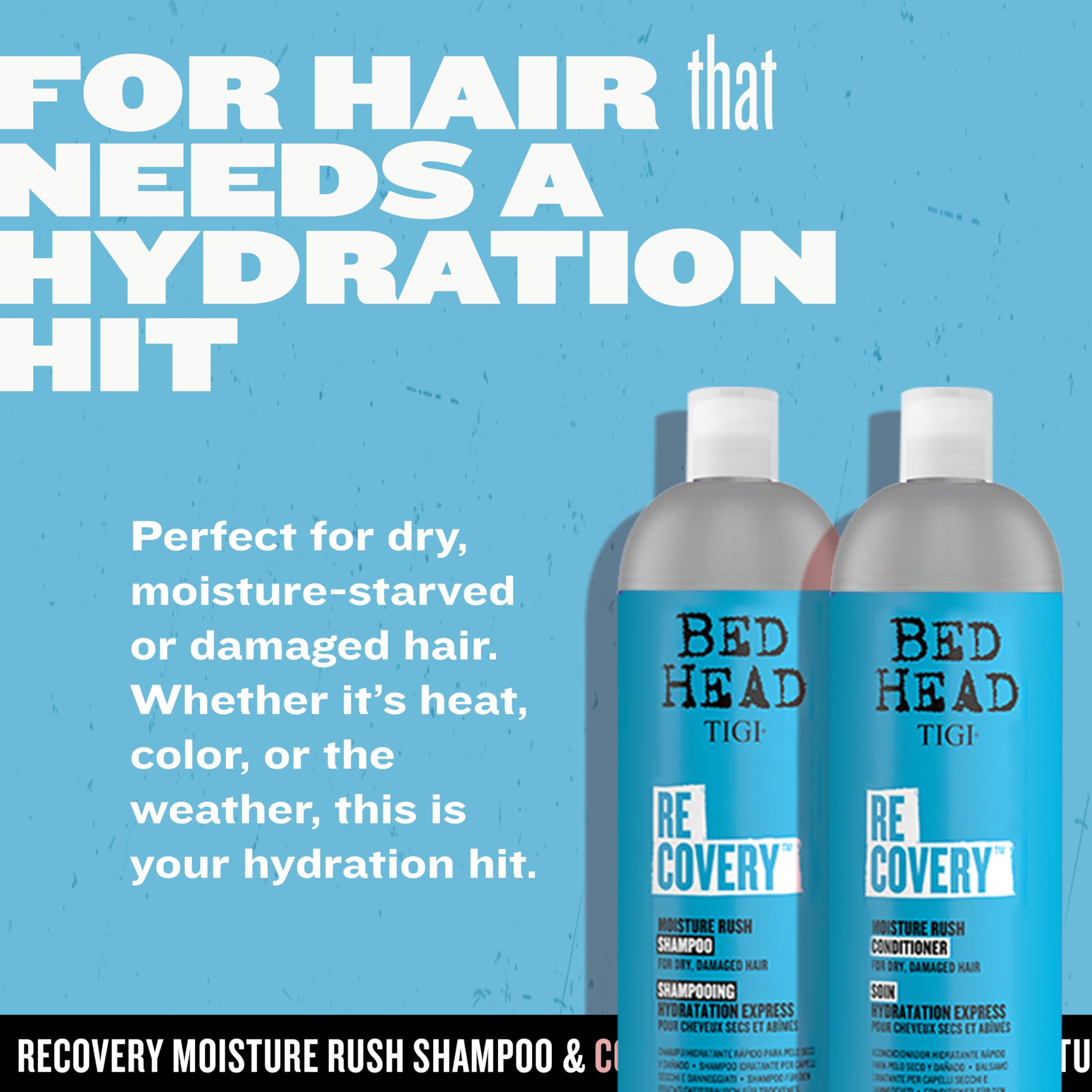 TIGI Bed Head Recovery shampoo lather demonstrating rich moisture during application.