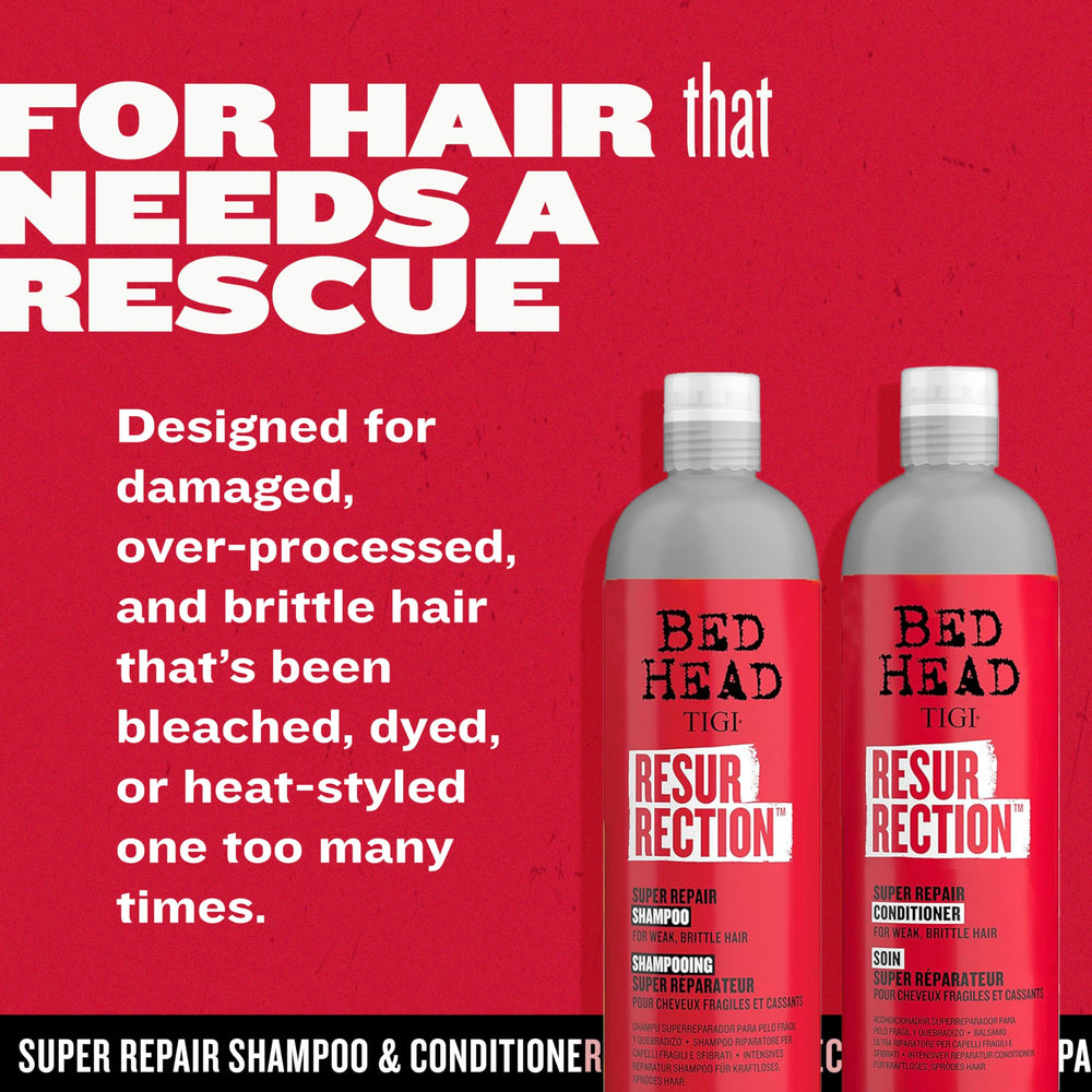 TIGI Bed Head Resurrection shampoo closeup with rich lather and smooth finish
