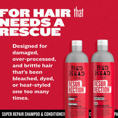 TIGI Bed Head Resurrection shampoo closeup with rich lather and smooth finish
