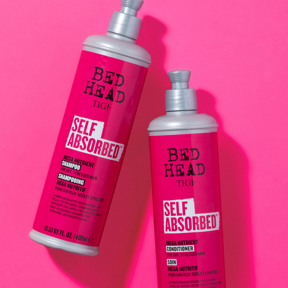 TIGI Bed Head Self Absorbed shampoo bottle highlights citrus-berry scent.