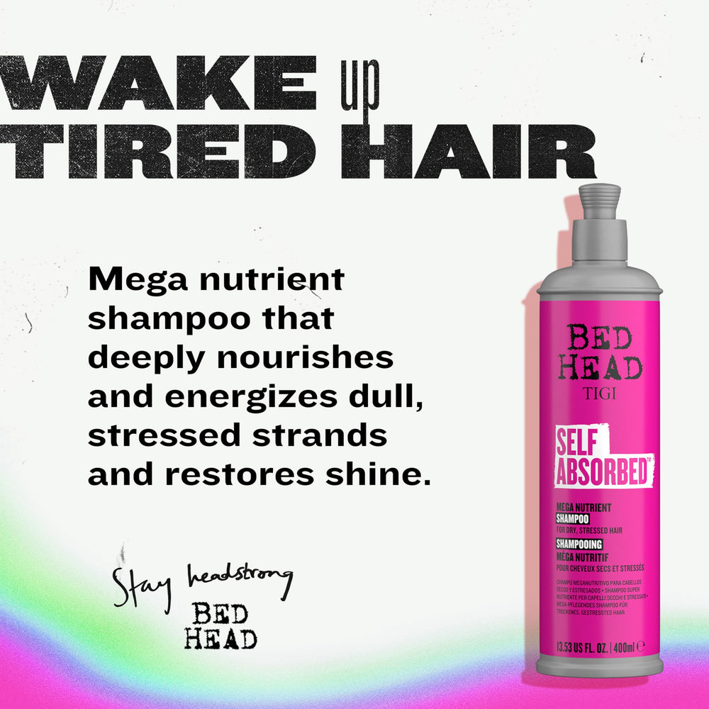 TIGI Bed Head Self Absorbed conditioner bottle smooths and tames frizz.