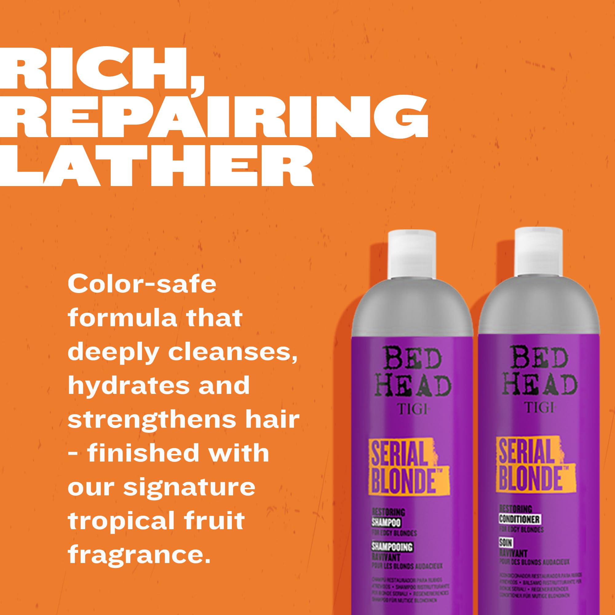 Applying the Serial Blonde hair mask for deeper conditioning benefits.