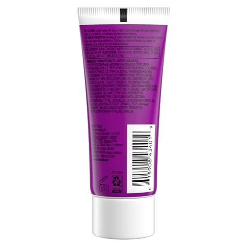 Front label close-up on travel-size Bed Head Thickening Cream