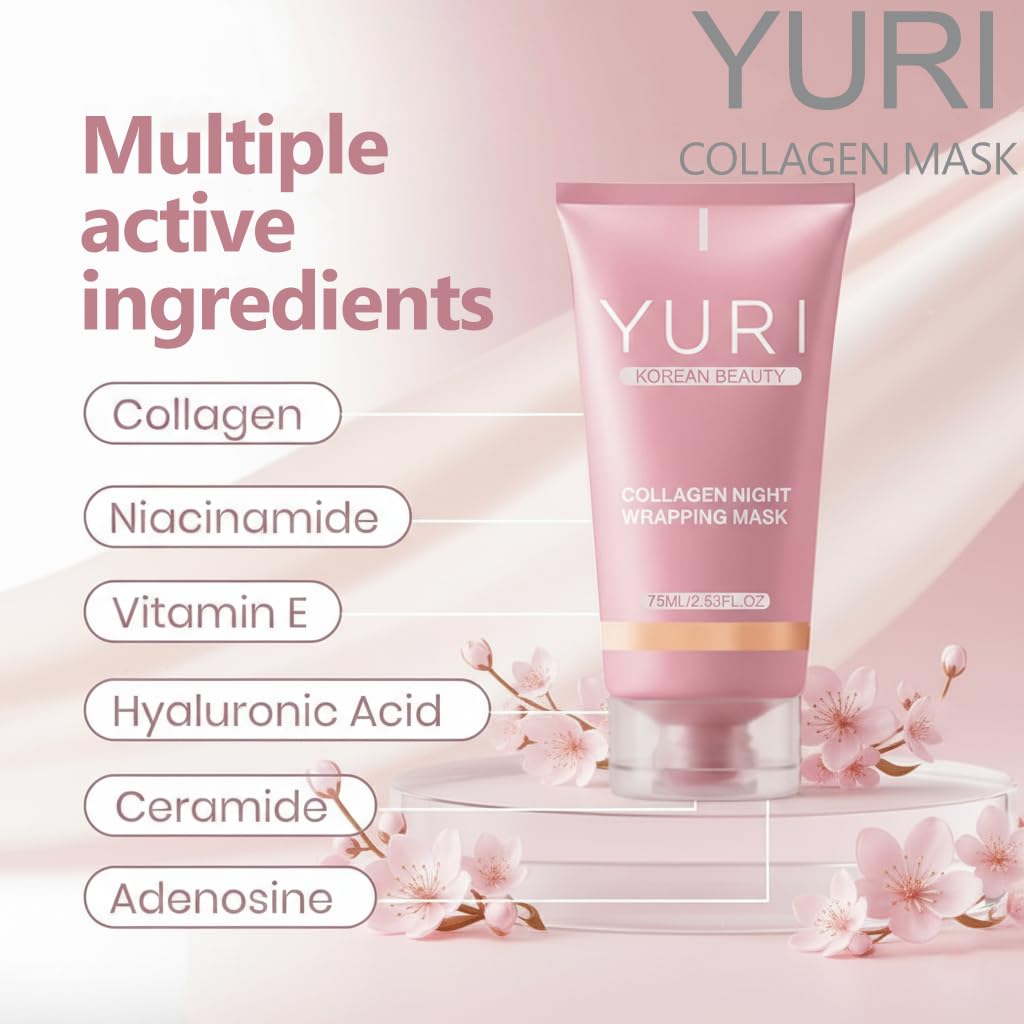 Tiglowa Yuri Collagen Night Wrapping Mask jar close-up reveals creamy texture