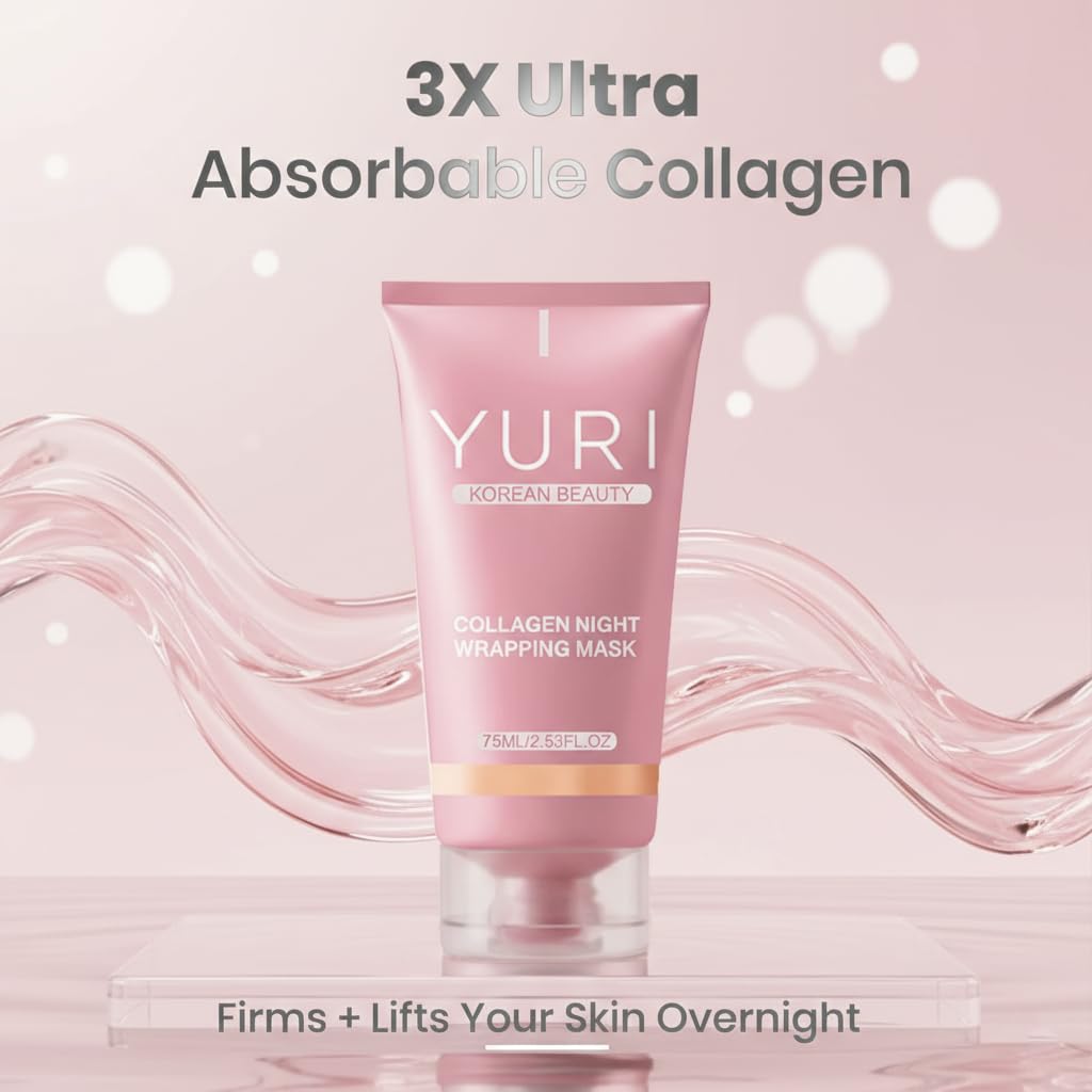 Tiglowa Yuri Collagen Night Wrapping Mask with silicone brush in use