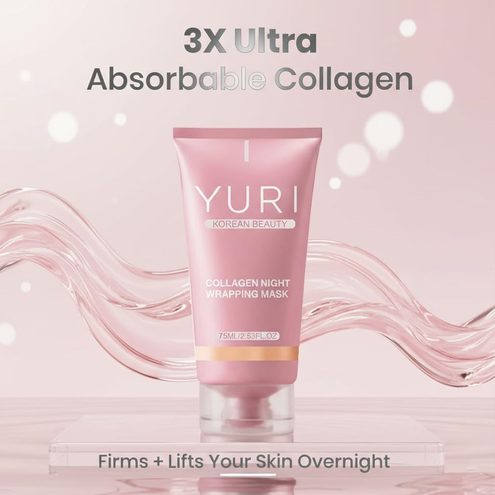 Tiglowa Yuri Collagen Night Wrapping Mask with silicone brush in use
