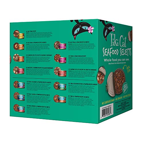 Tiki Cat Aloha Friends tuna shrimp pumpkin in broth flavor variety