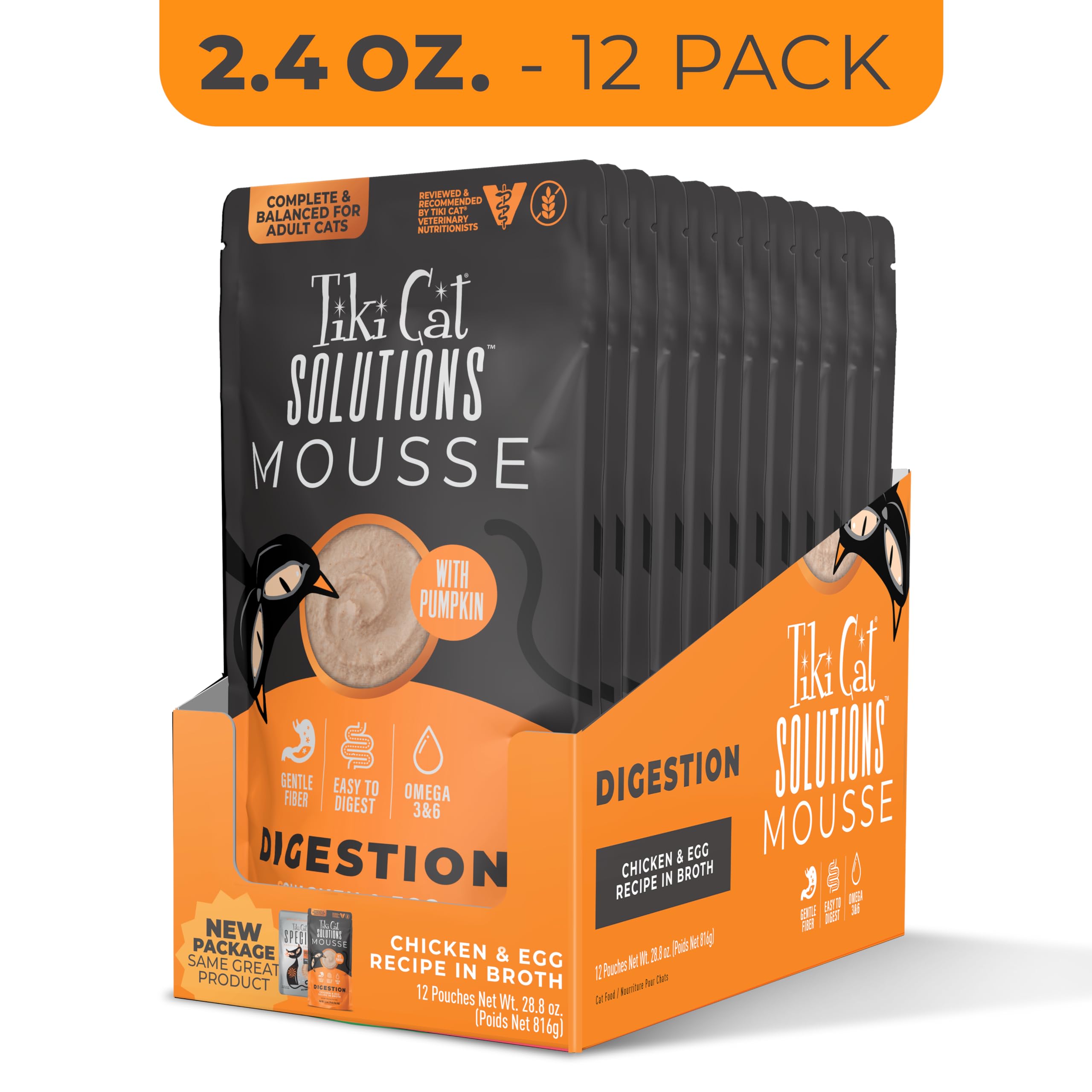 Tiki Cat Solutions Digestion Mousse with pumpkin and prebiotics for gut health