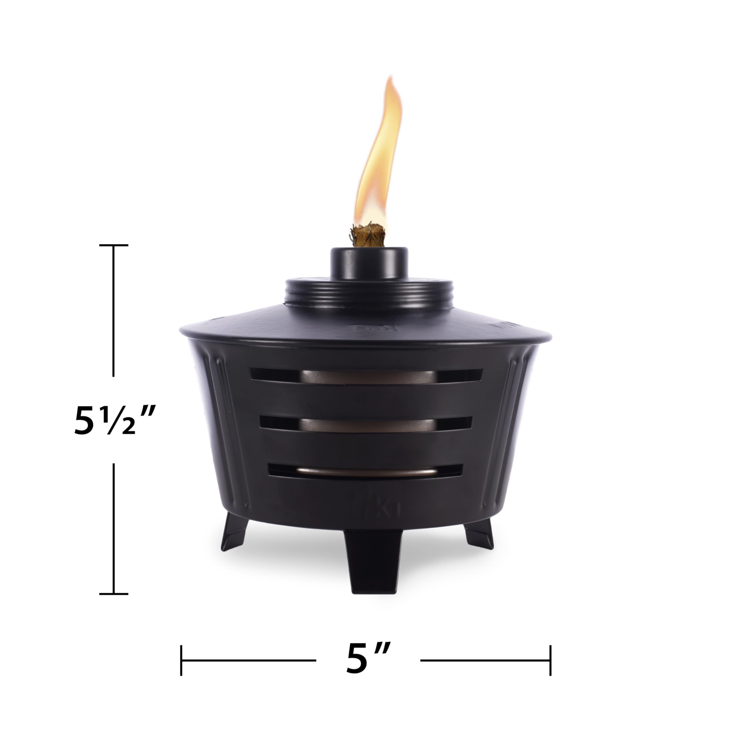 TIKI Mini Pit Table Torch with mosquito-repellent fuel promotes comfortable outdoor time.