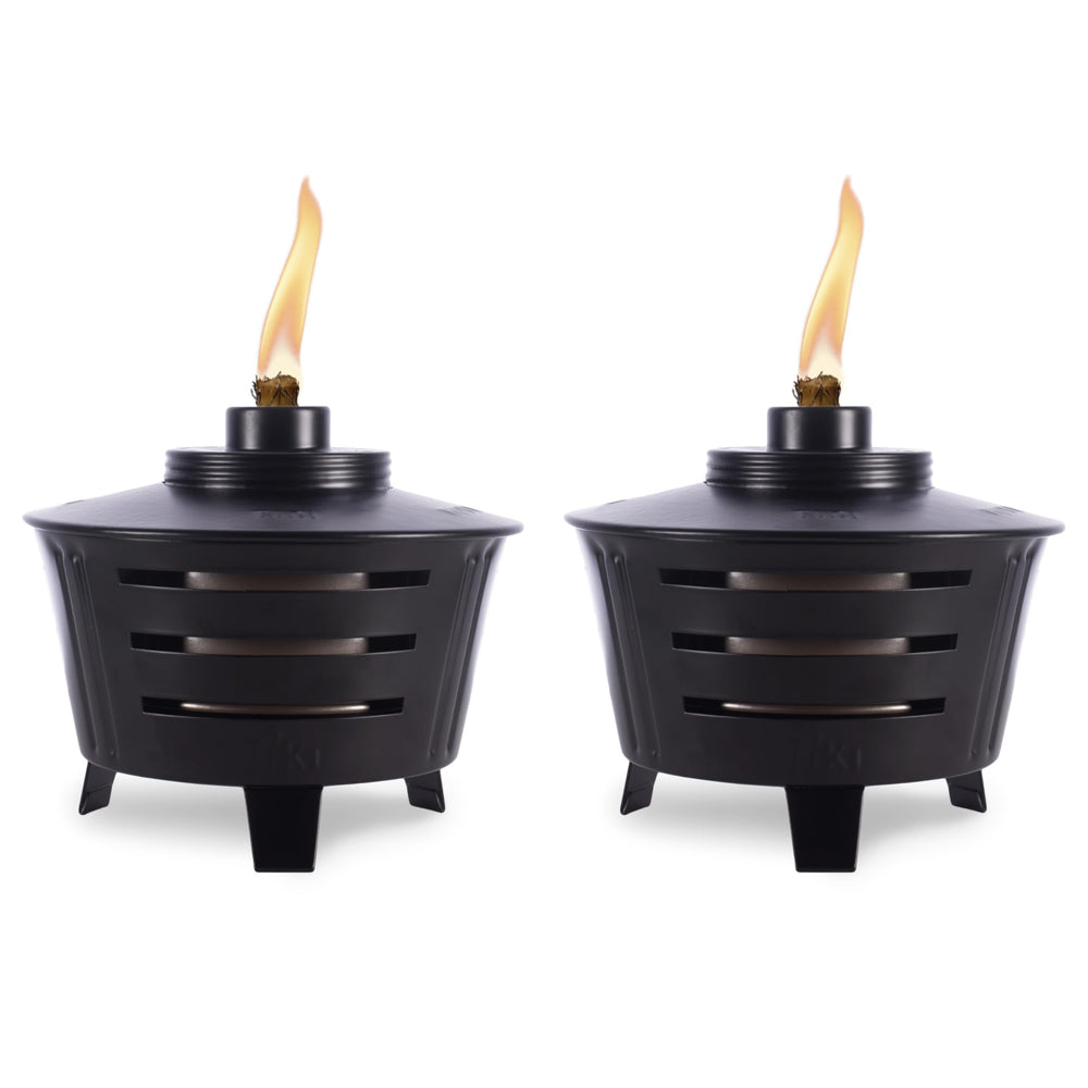 TIKI Mini Pit Table Torch pair for cozy outdoor ambience on the patio.