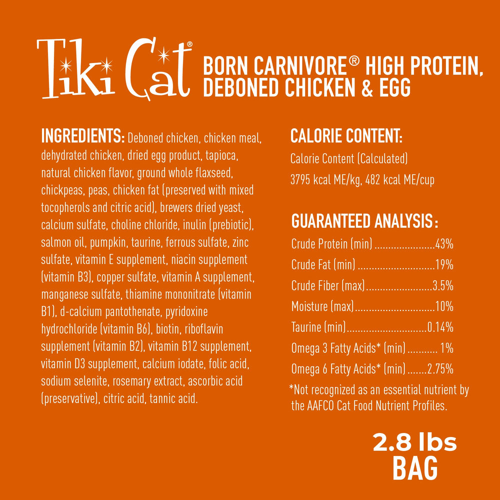 Tiki Cat Born Carnivore flaxseed pumpkin salmon oil in kibble for added nutrients