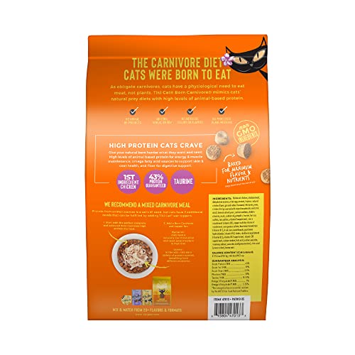 Tiki Cat Born Carnivore grain-free formula in dry kibble for carnivore-style nutrition