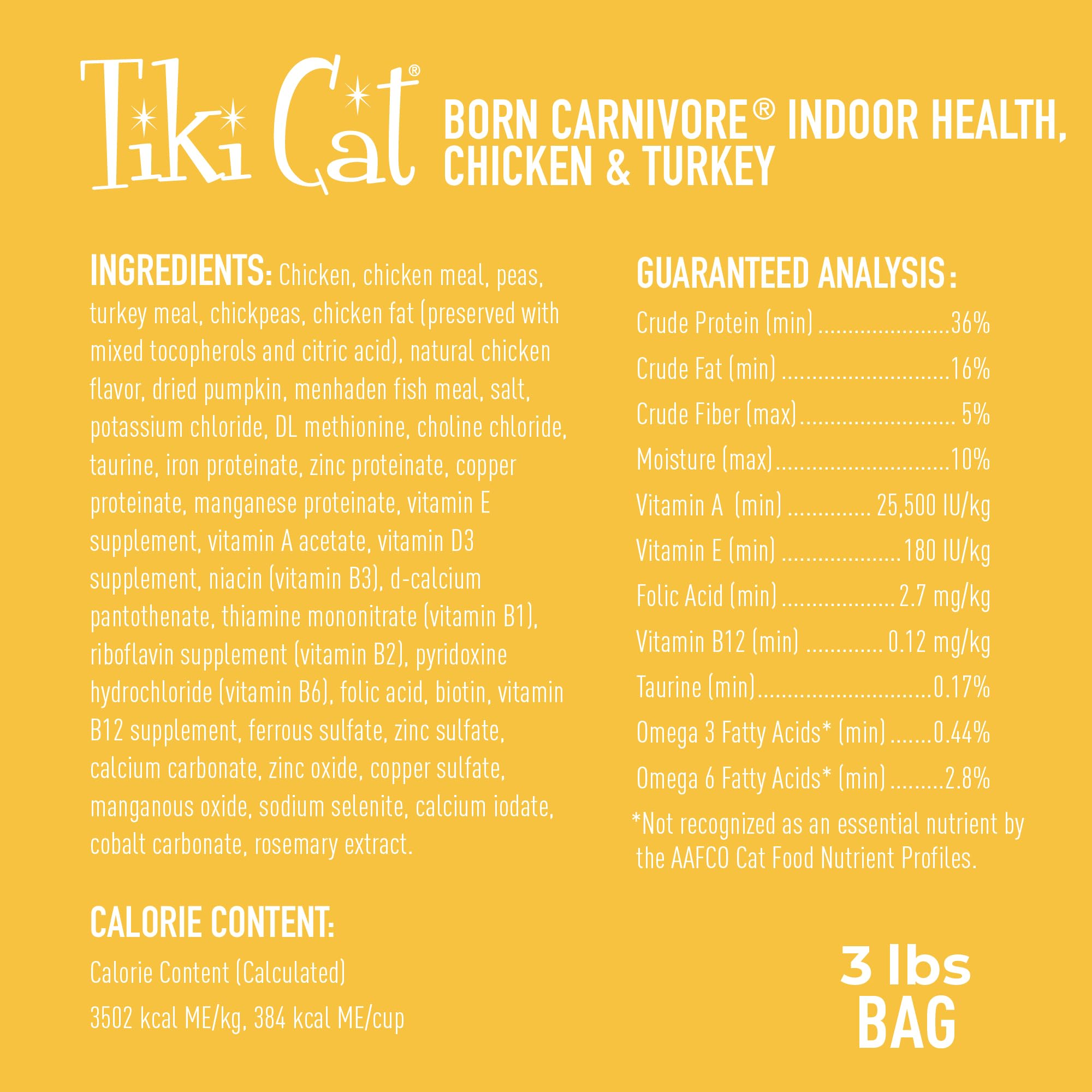 Tiki Pets Tiki Cat Born Carnivore omega 3 6 for coat and skin health