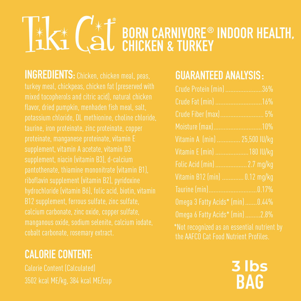 Tiki Pets Tiki Cat Born Carnivore omega 3 6 for coat and skin health