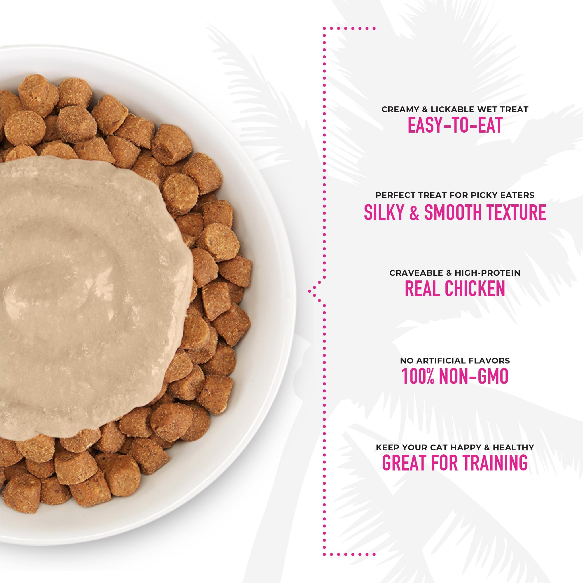 Tiki Pets Tiki Cat Stix mousse dry food topper to add moisture.