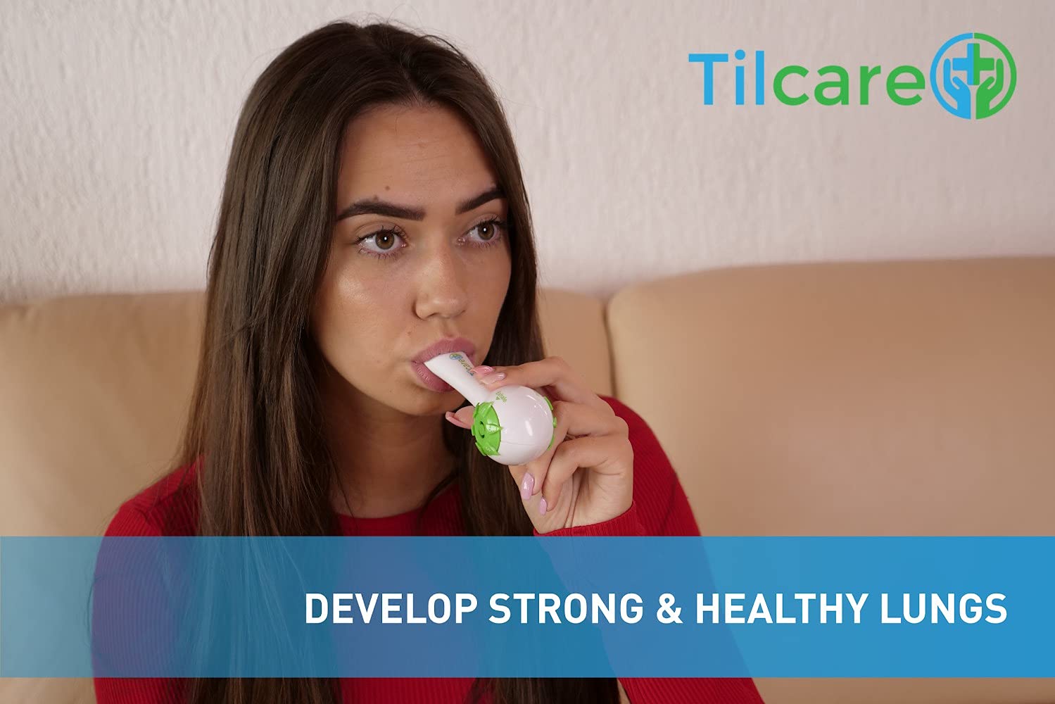 Tilcare respiratory trainer with a six-level dial for adjustable resistance.