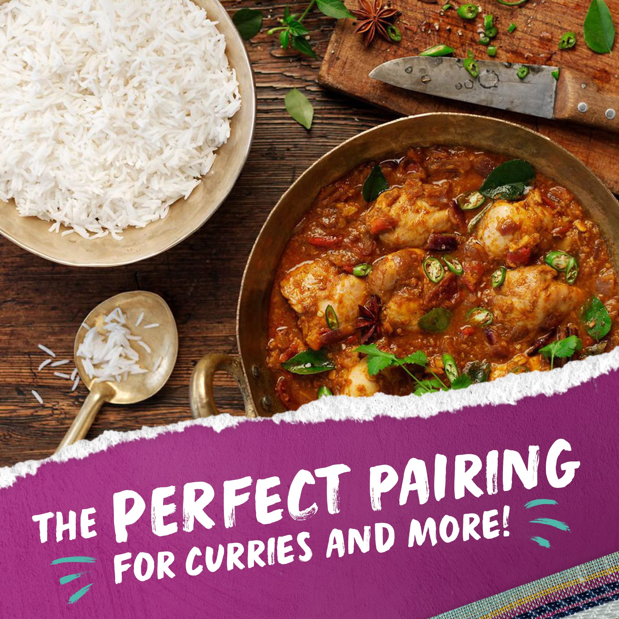 Tilda Pure Basmati Rice plated with fluffy grains, ready to serve.