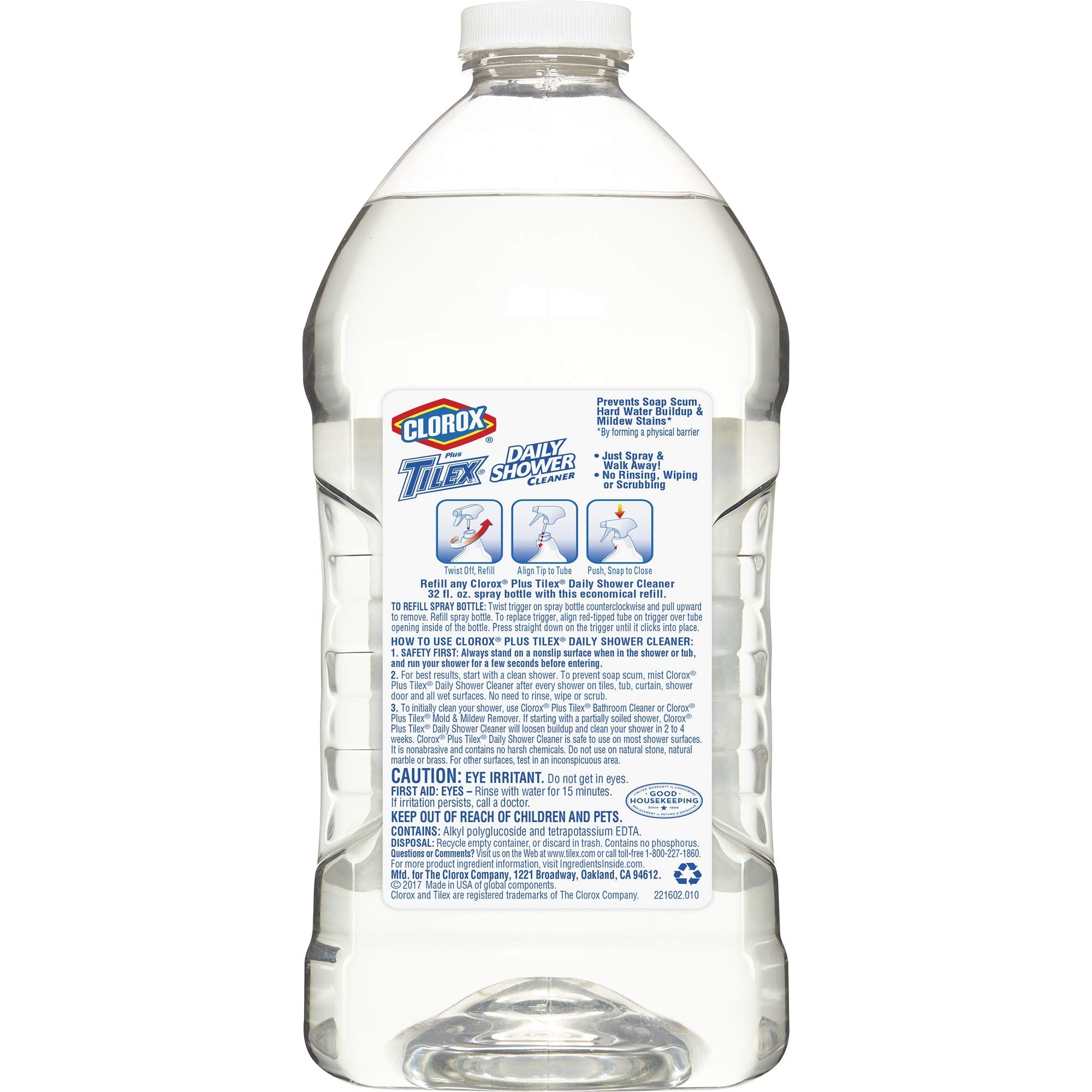 Tilex Shower Spray Refill in a modern bathroom scene ready to tackle soap scum with regular use.