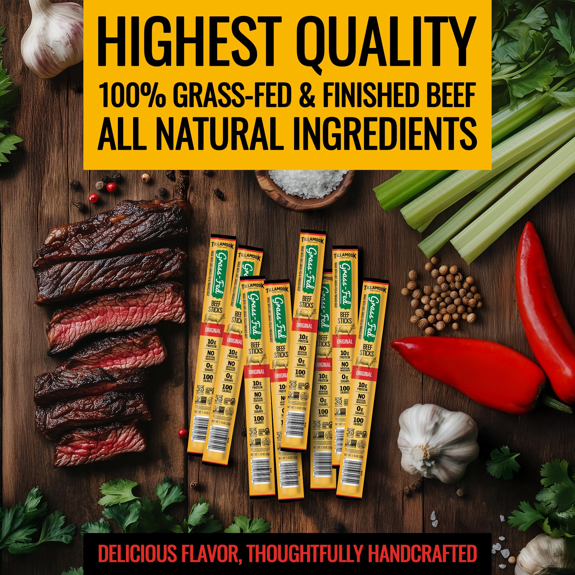 No artificial ingredients, antibiotic-free, hormone-free beef with clean flavor.