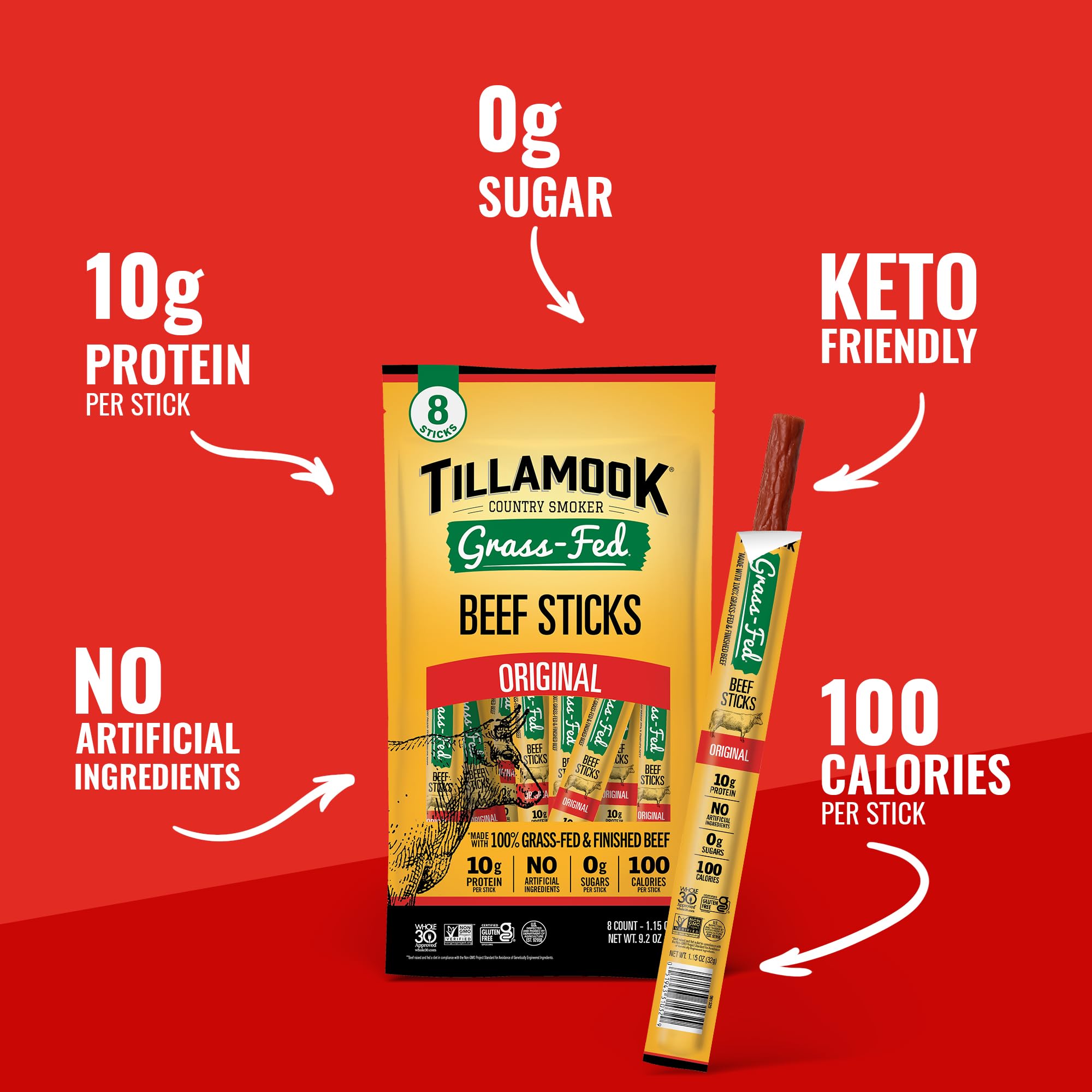 Individually wrapped sticks for convenient snacking at work or travel.