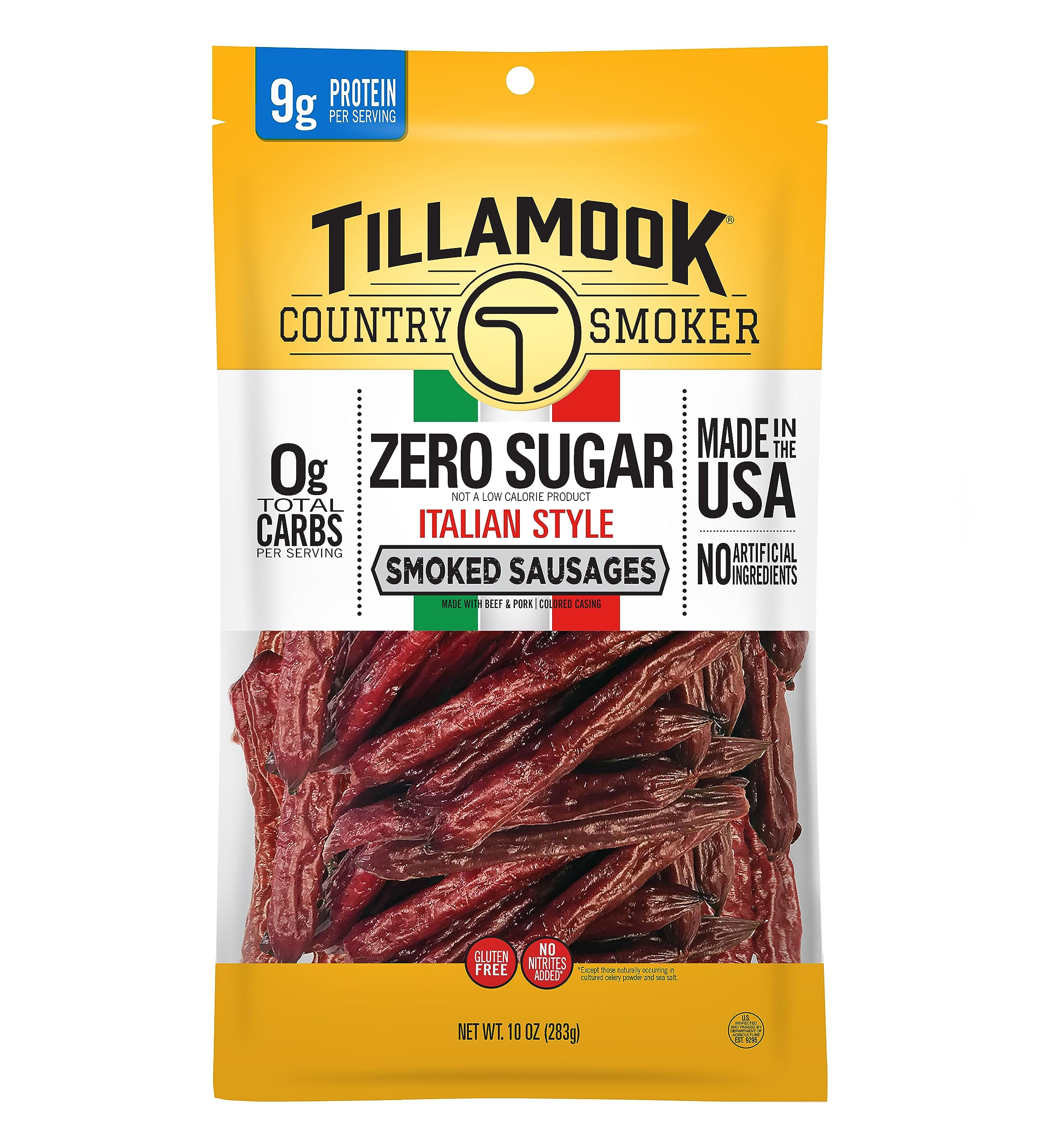 Tillamook Country Smoker Italian Style Sausage Pack with zero sugar and high protein.