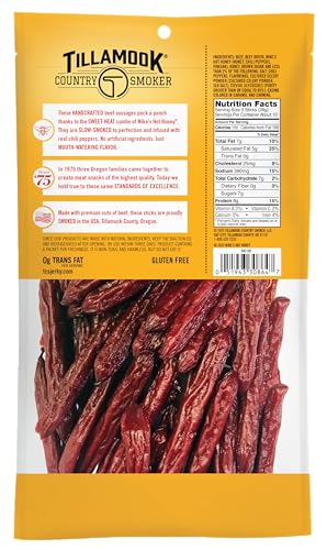 Tillamook Country Smoker Mikes Hot Honey beef sausage on the grill