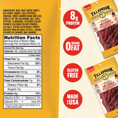 Tillamook Country Smoker Mikes Hot Honey beef sausage slices ready for snacking