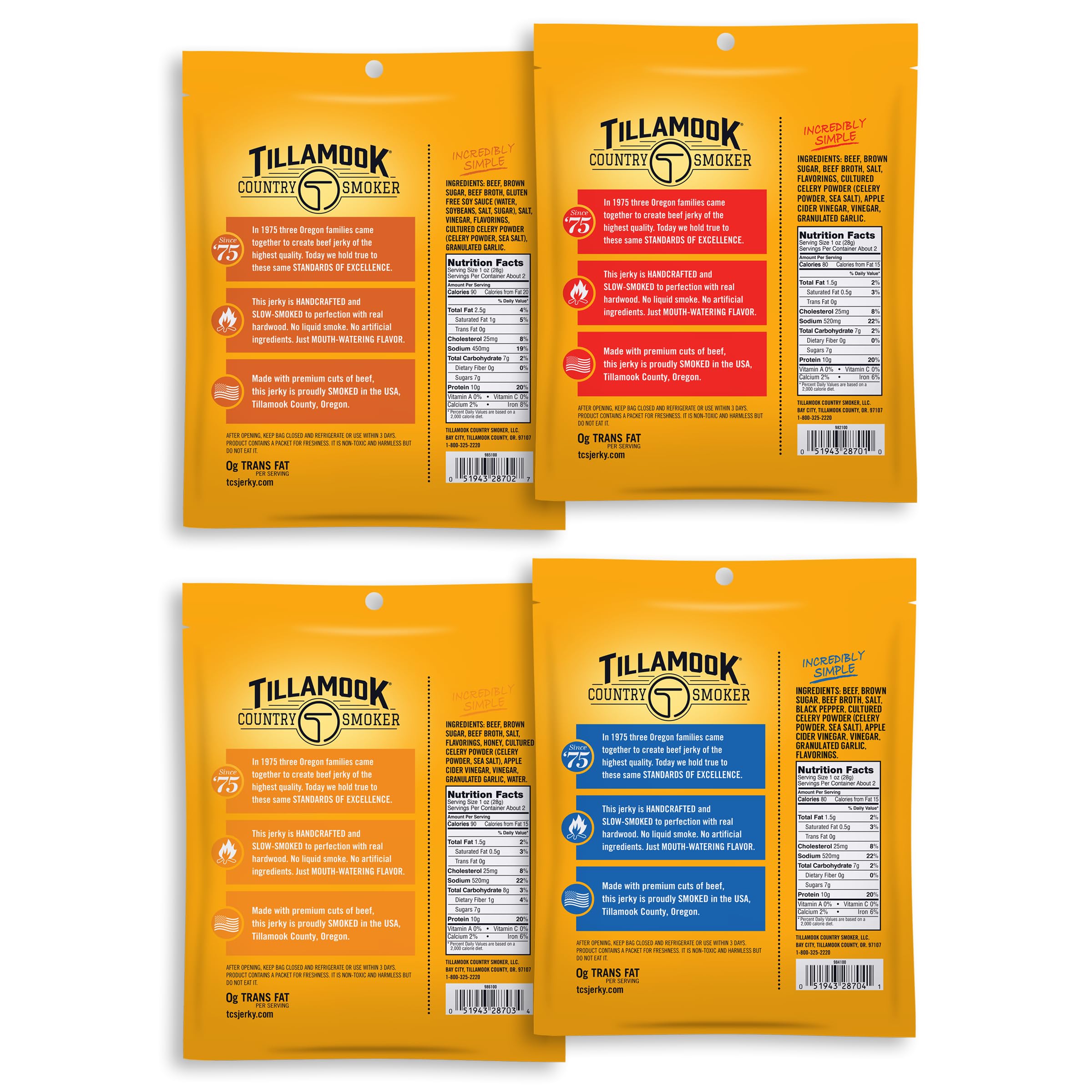 Tillamook Country Smoker sea salt cracked pepper jerky close-up with bold pepper notes