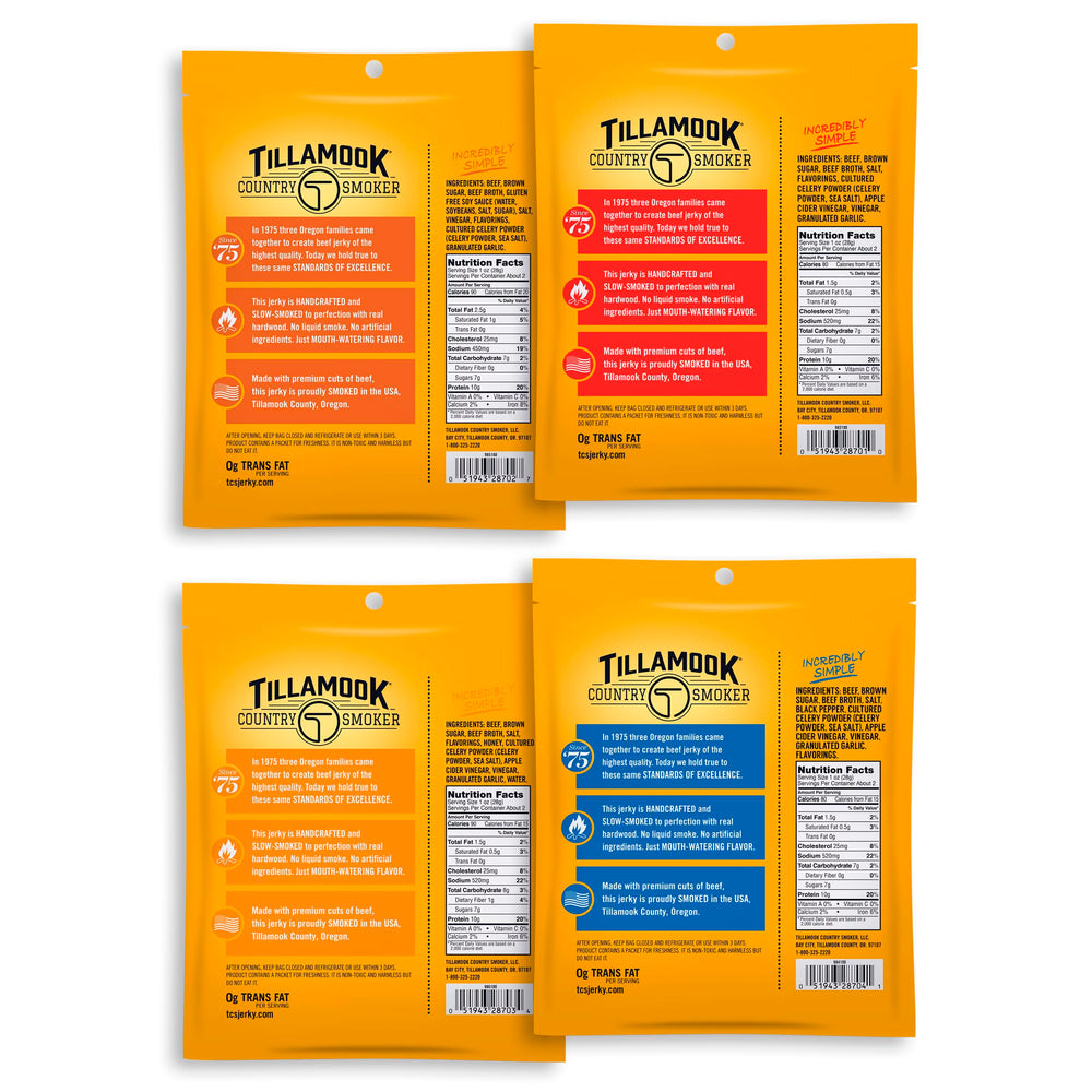 Tillamook Country Smoker sea salt cracked pepper jerky close-up with bold pepper notes