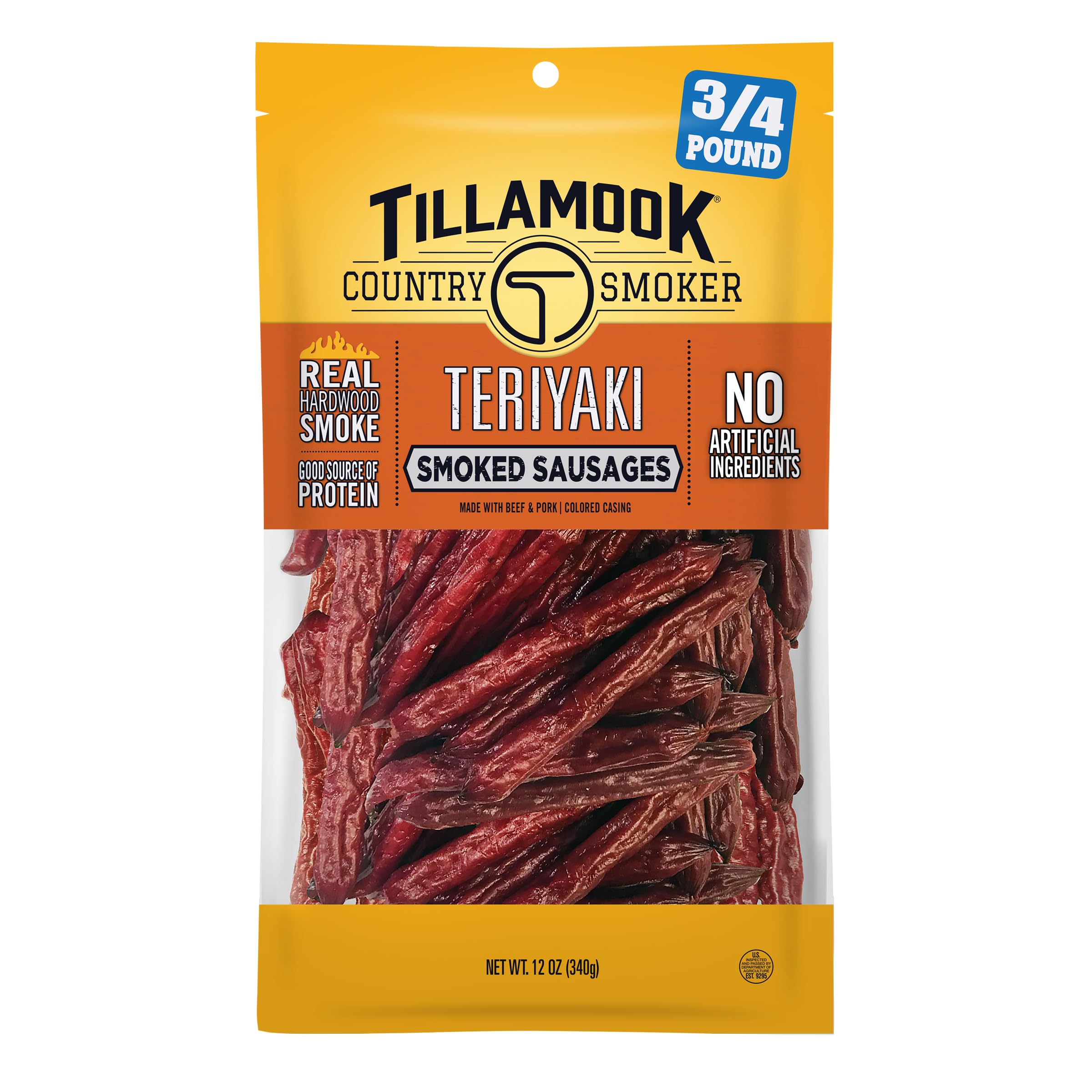 Tillamook Country Smoker Teriyaki smoked sausages pack 12oz for on-the-go protein.