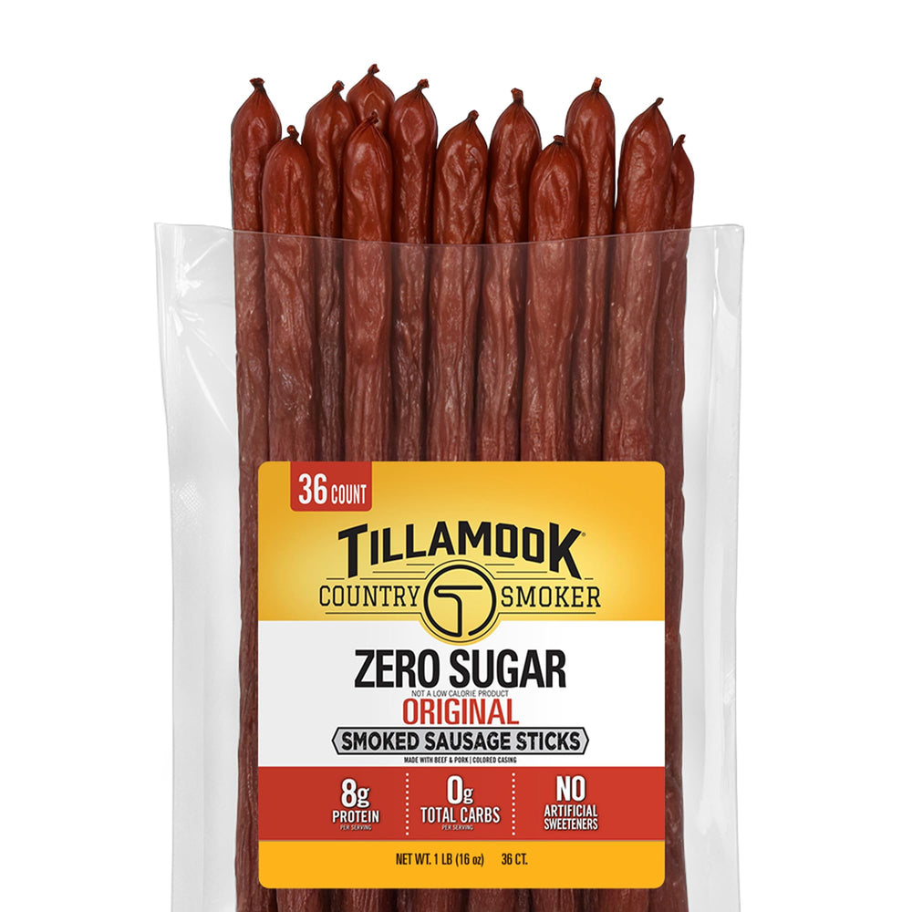 Tillamook Country Smoker zero sugar original smoked sausage—bulk pack ideal for keto snacking