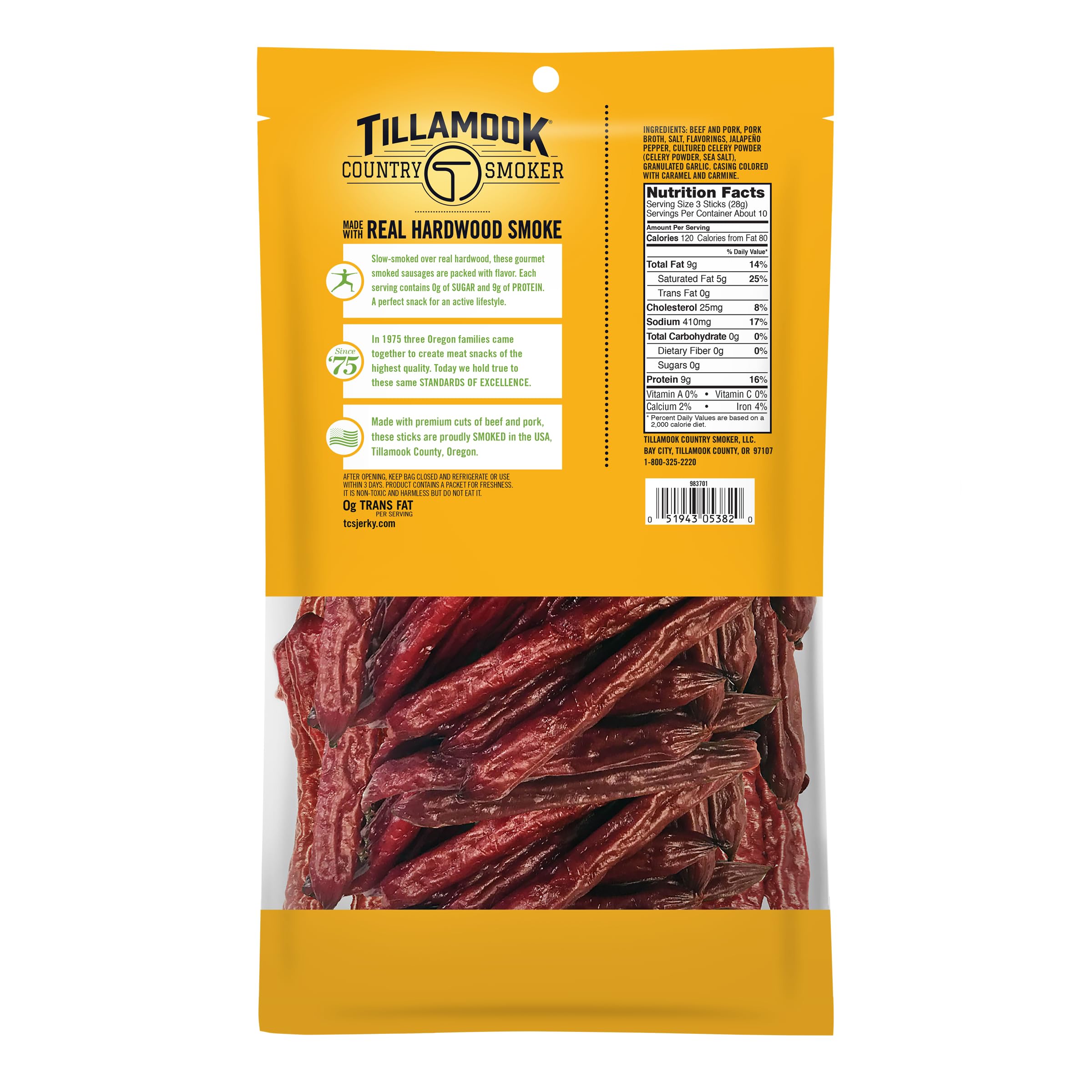 Tillamook Spicy Jalapeño meat sticks closeup highlighting bold flavor and texture